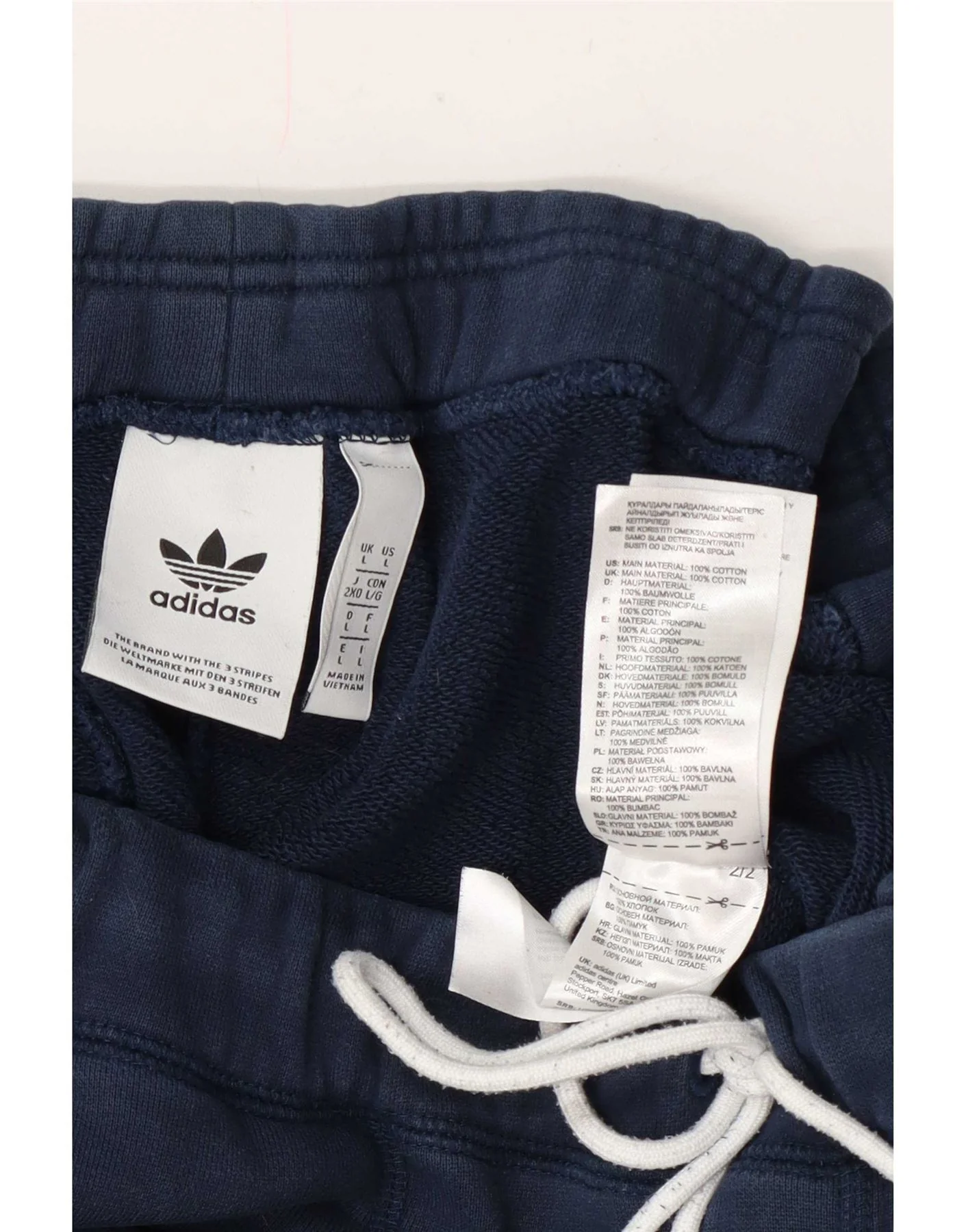 Adidas Mens Tracksuit Trousers Joggers Large Navy Blue Cotton - Image 3