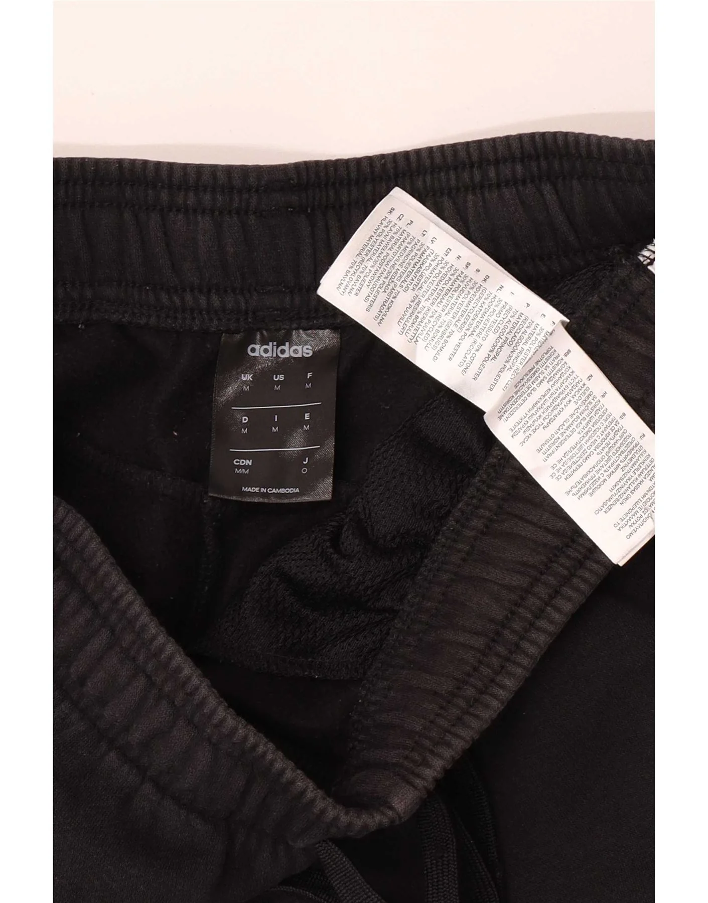 Adidas Mens Tracksuit Trousers Joggers Medium Black Cotton - Image 3