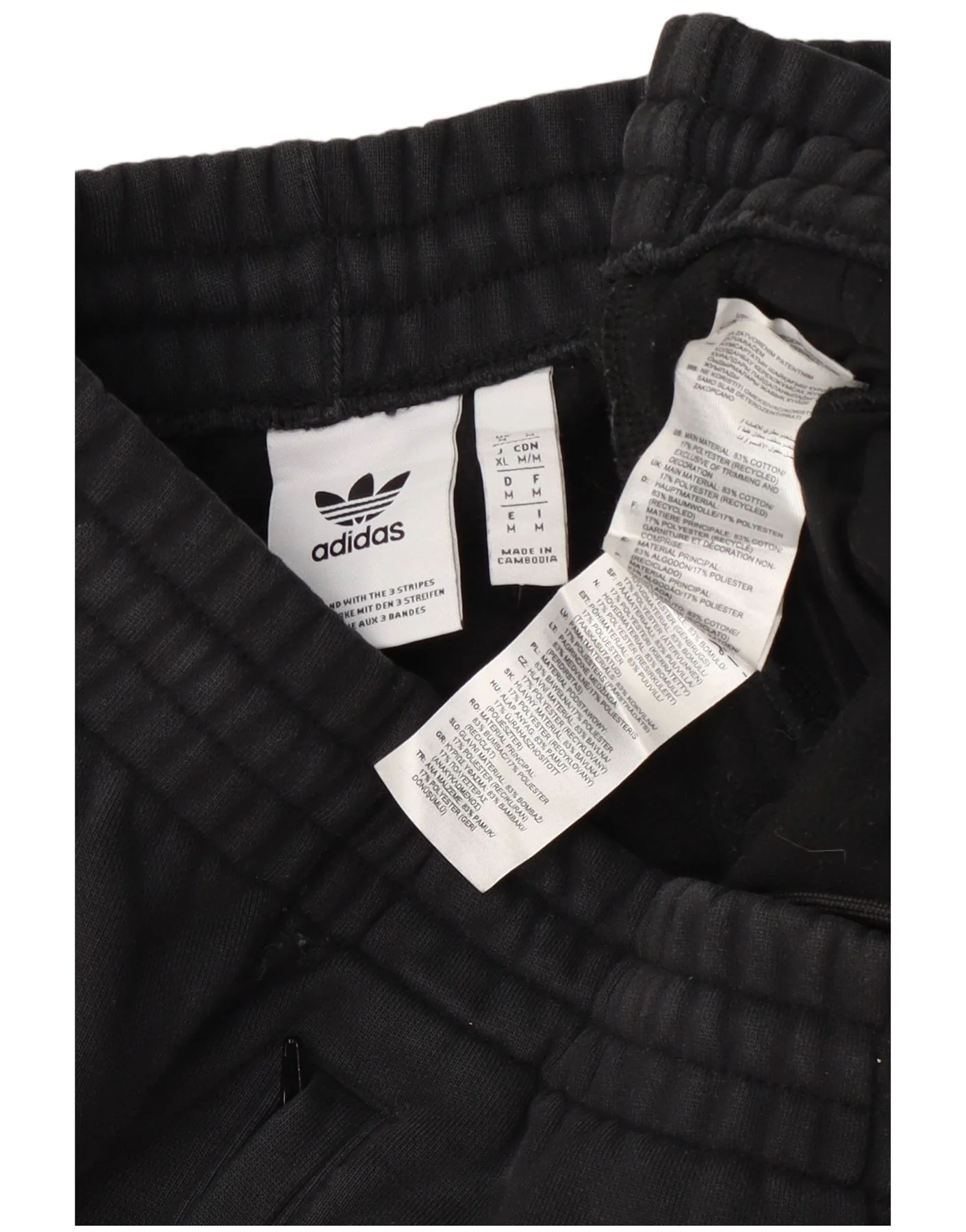 Adidas Mens Tracksuit Trousers Joggers Medium Black Cotton - Image 3