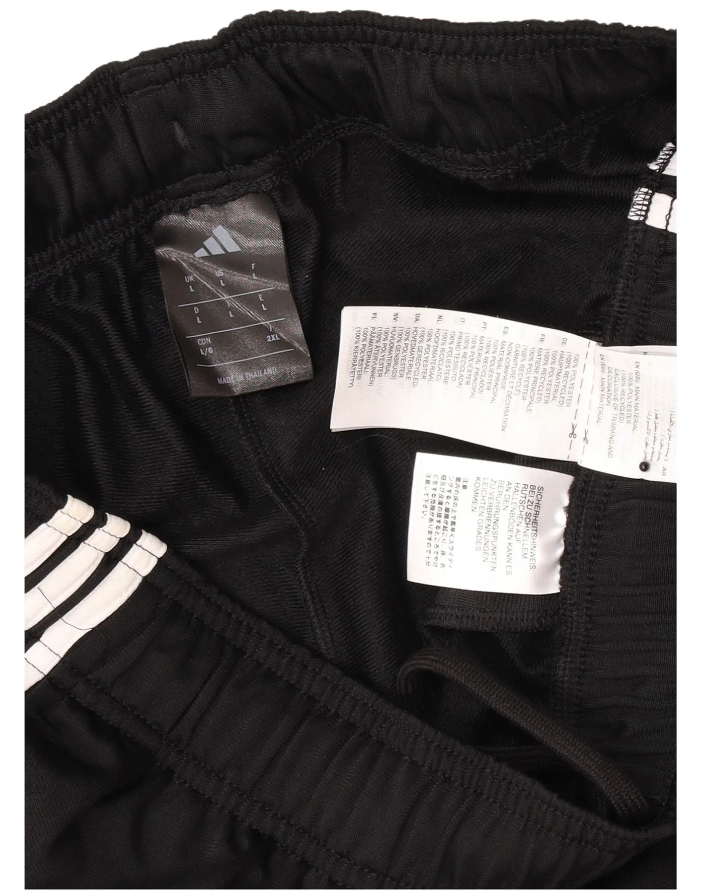 Adidas Mens Tracksuit Trousers Large Black Polyester Sports - Image 3