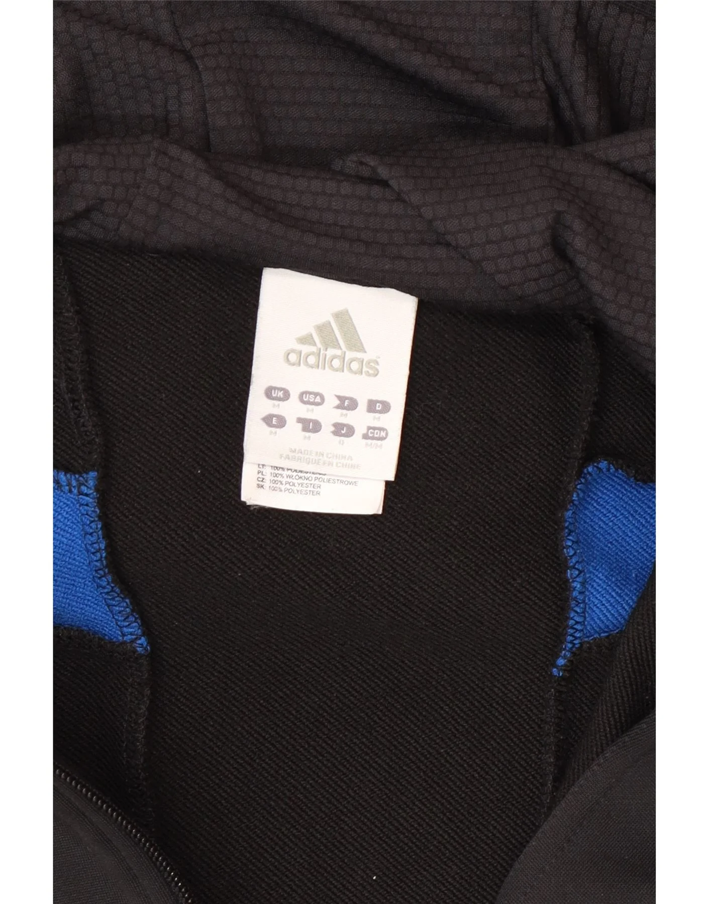 Adidas Mens Zip Hoodie Sweater Medium Black Polyester Sports - Image 5