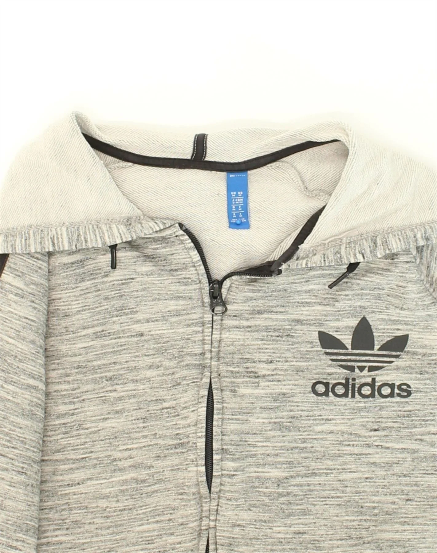 ADIDAS Mens Zip Hoodie Sweater Medium Grey Cotton - Image 4