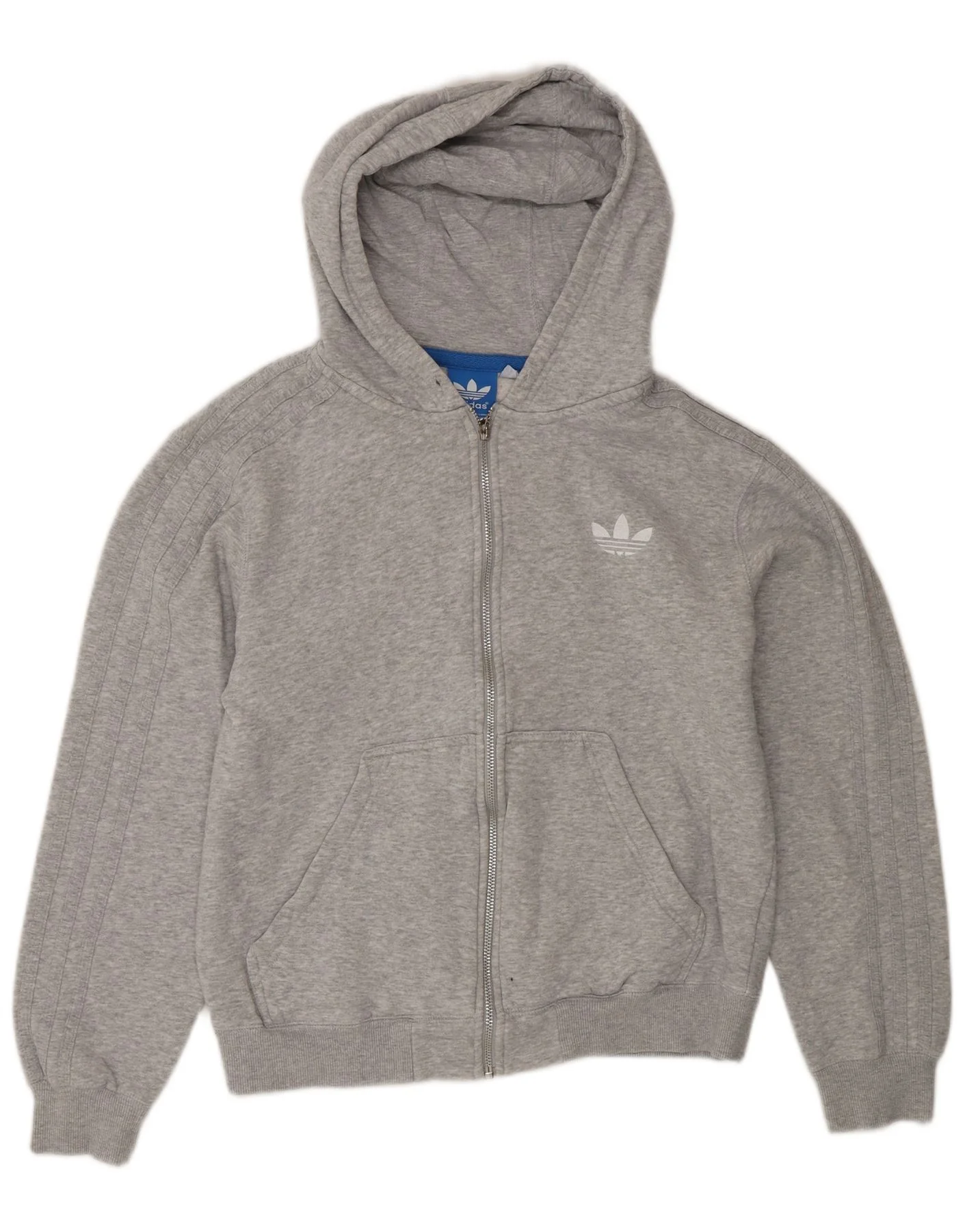 Adidas Mens Zip Hoodie Sweater Medium Grey Cotton Sports