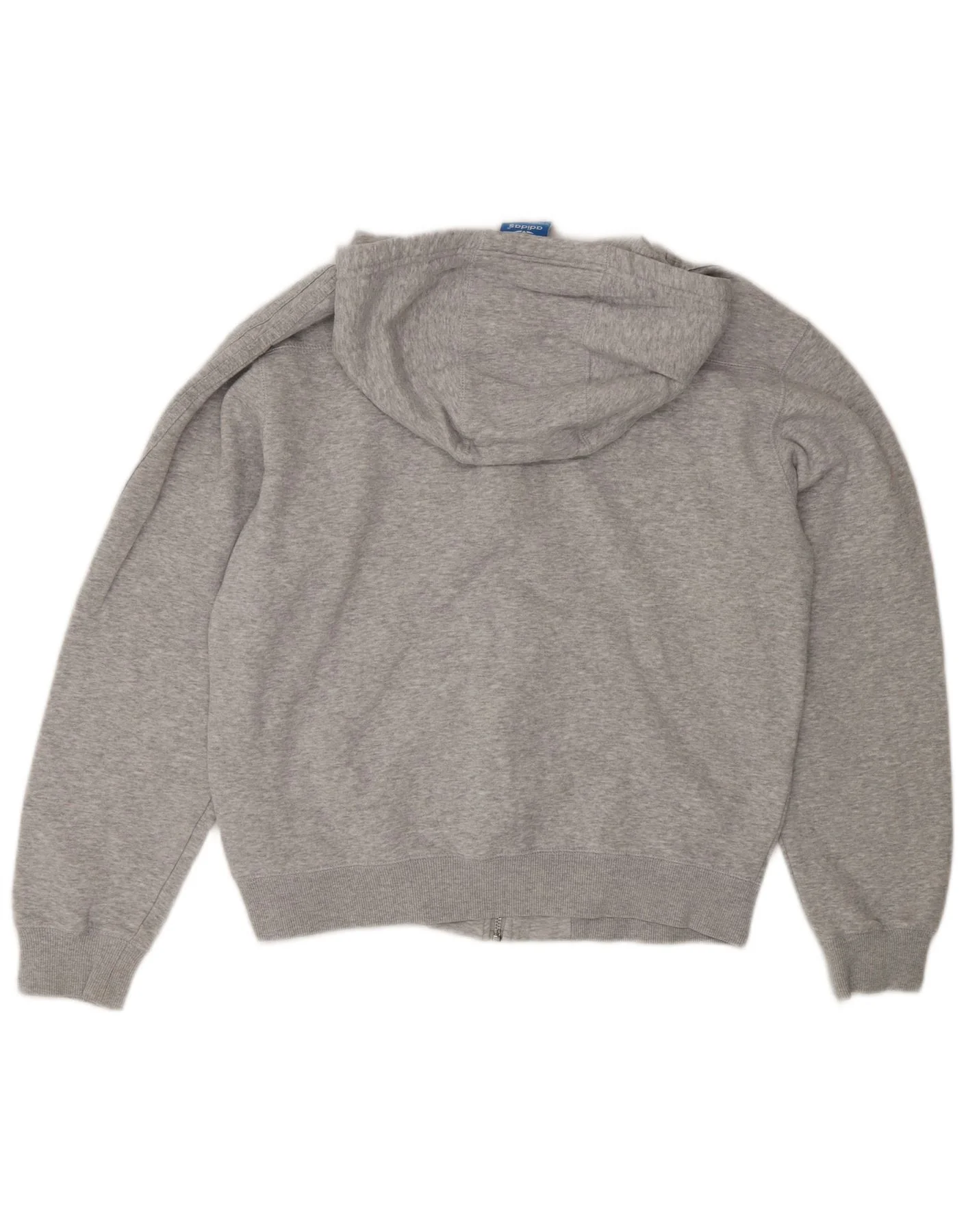 Adidas Mens Zip Hoodie Sweater Medium Grey Cotton Sports - Image 2