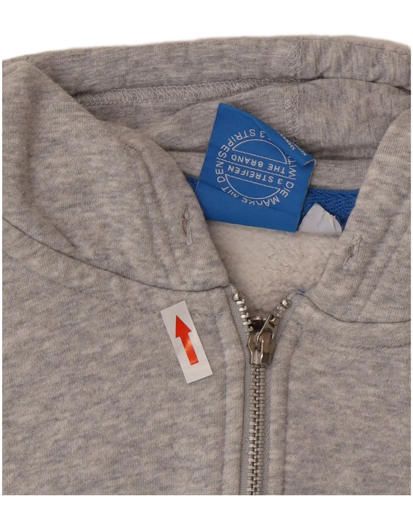 Adidas Mens Zip Hoodie Sweater Medium Grey Cotton Sports - Image 3