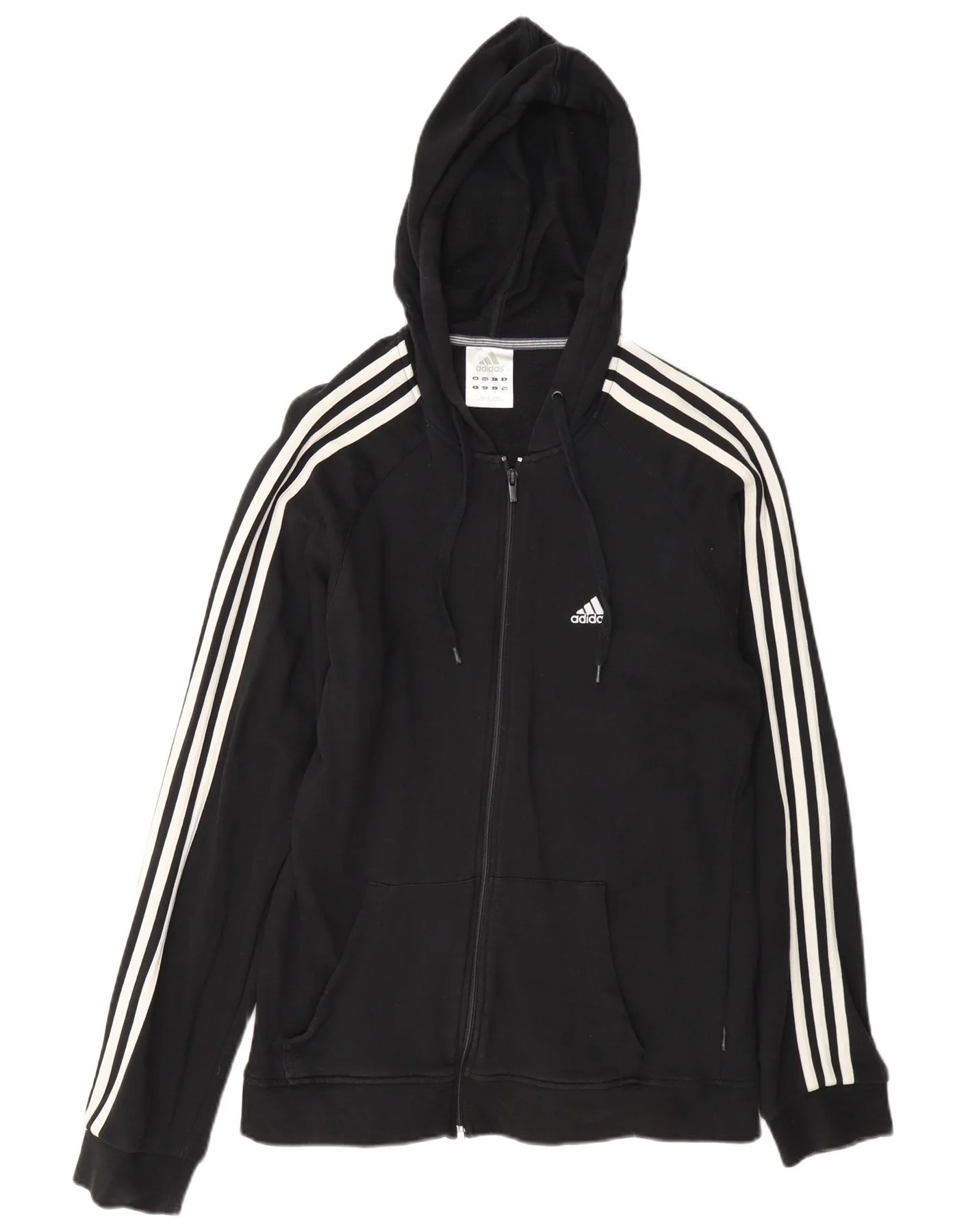 Adidas Mens Zip Hoodie Sweater Small Black Cotton