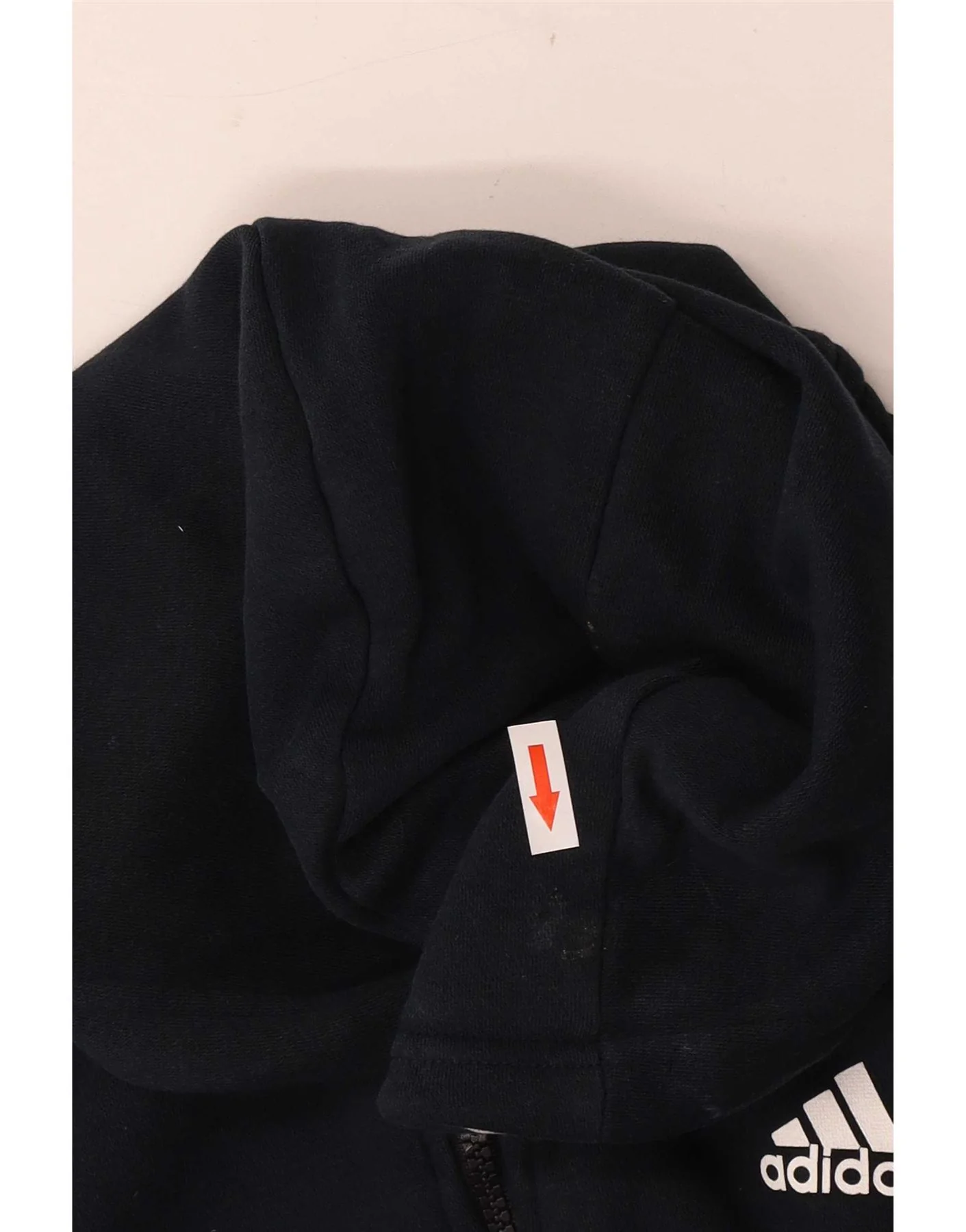 Adidas Mens Zip Hoodie Sweater UK 42/44 Large Navy Blue Cotton - Image 3