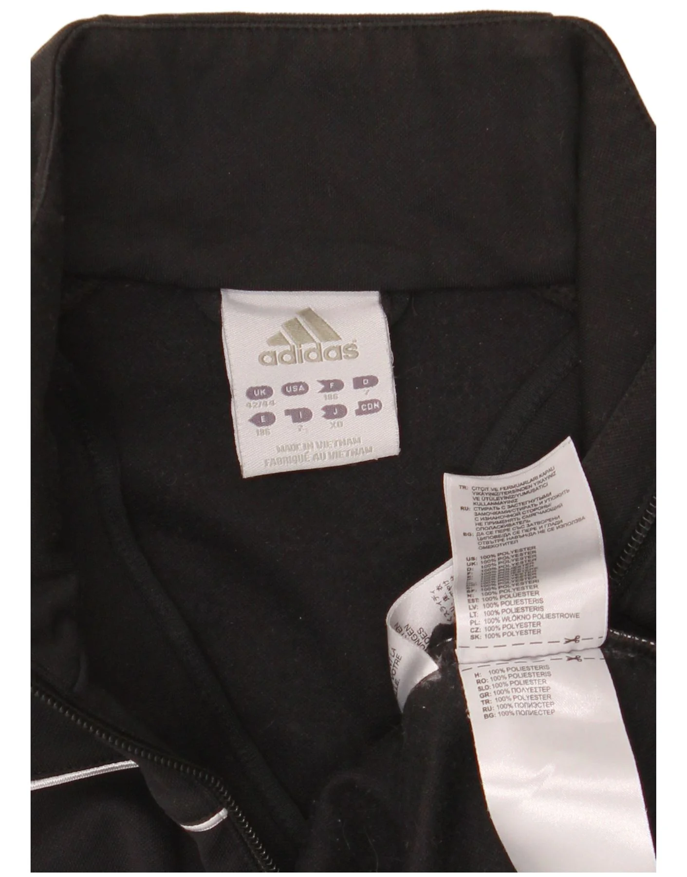 Adidas Mens Zip Neck Sweatshirt Jumper UK 42/44 Large Black Polyester - Image 3