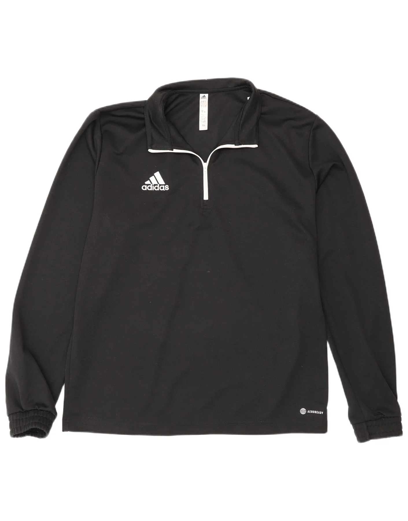 Adidas Mens Zip Neck Top Long Sleeve Large Black Polyester Sports