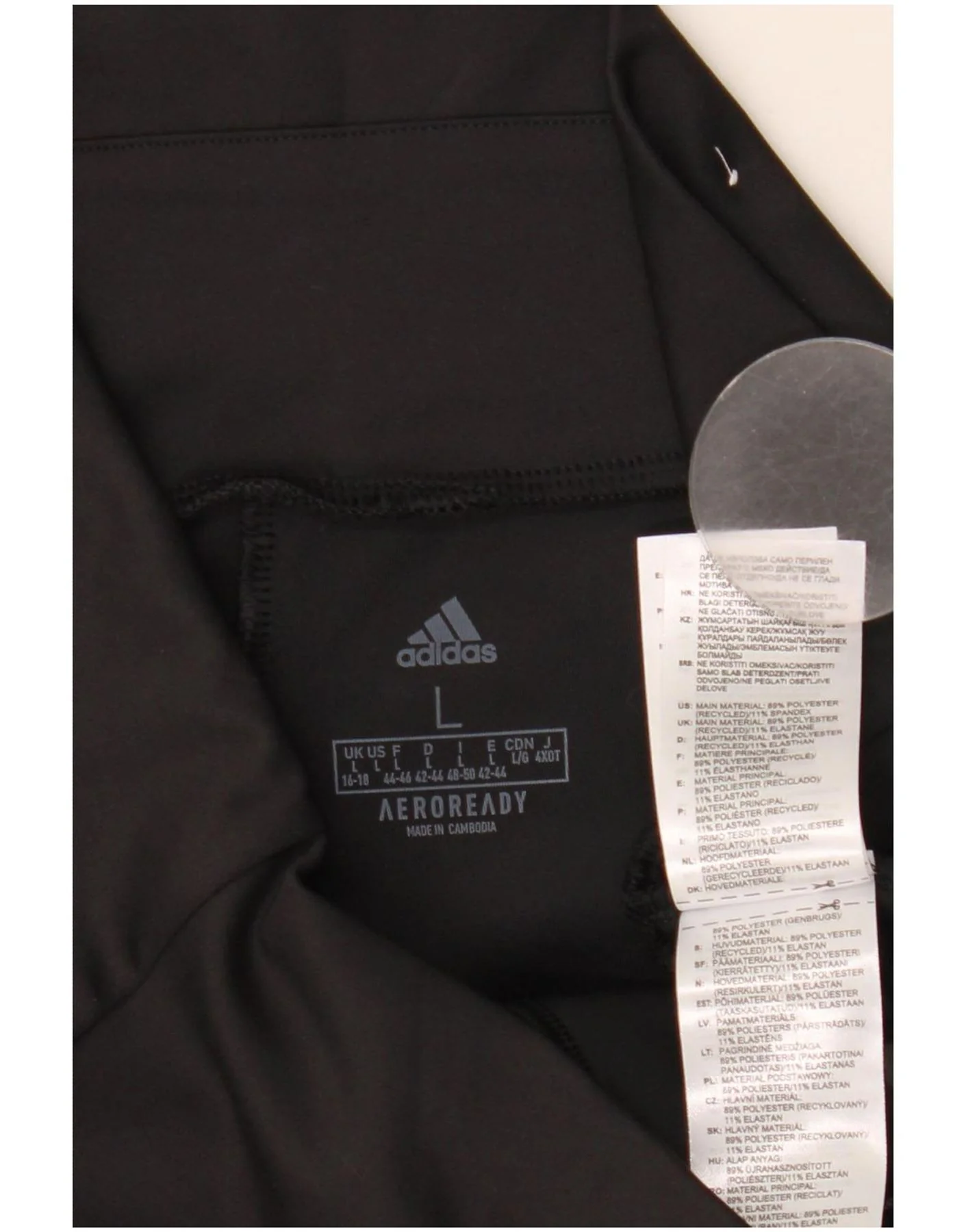 Adidas Womens Aeroready Leggings UK 16/18 Large Black Polyester - Image 3