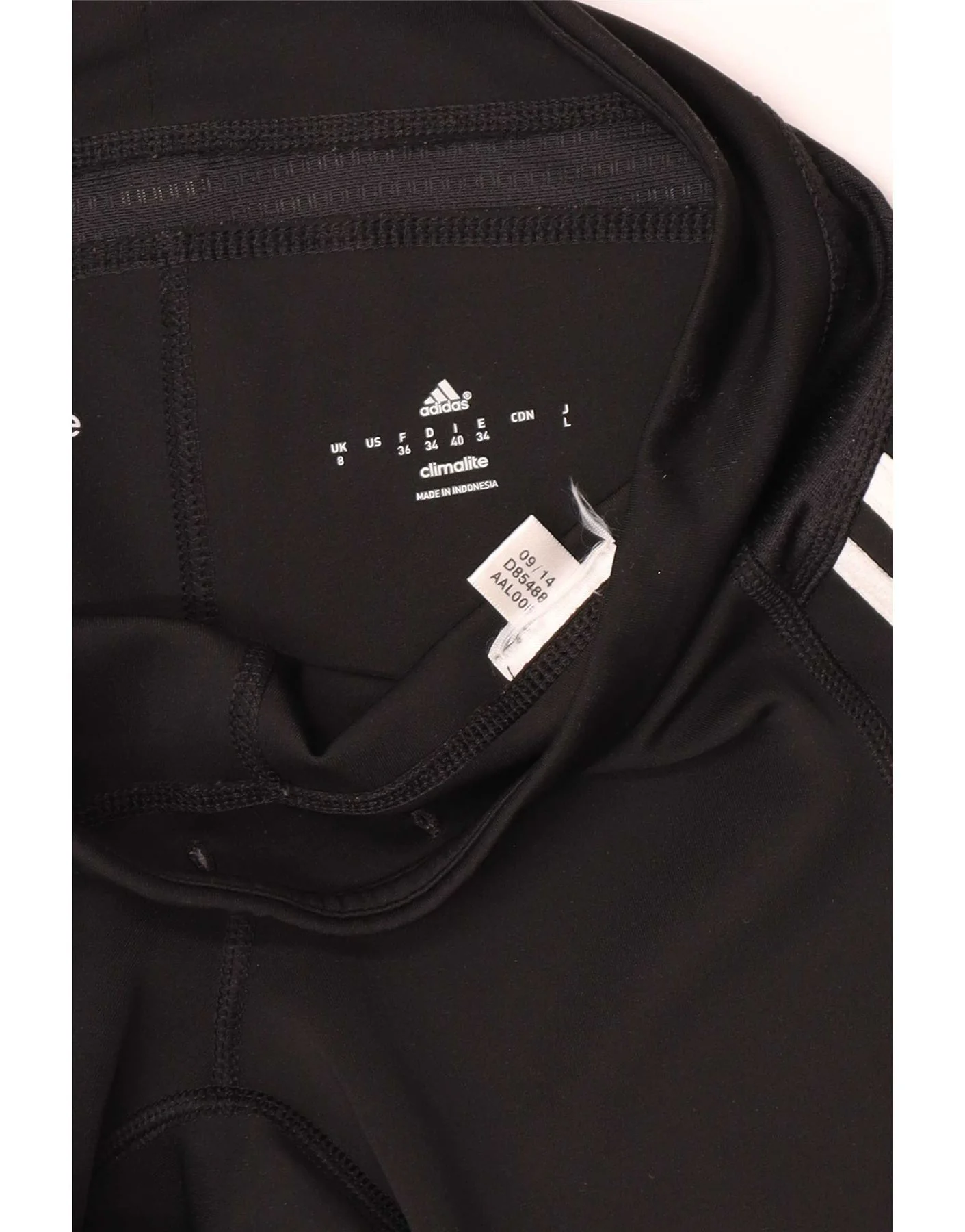 Adidas Womens Capri Leggings UK 8 Small Black Striped Polyester Sports - Image 3