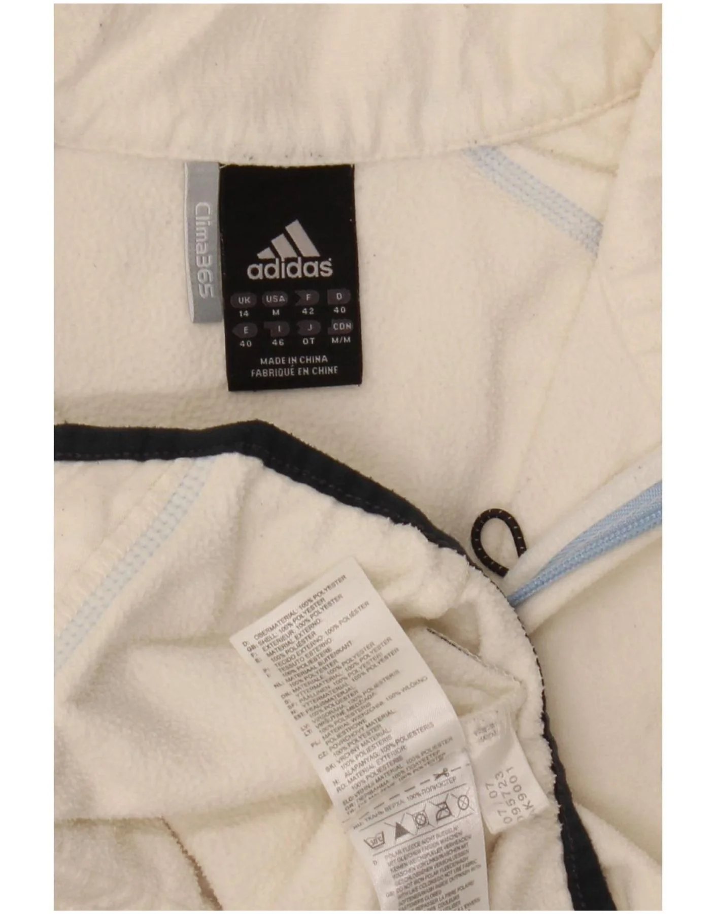 Adidas Womens Clima 365 Fleece Jacket UK 14 Medium White Polyester - Image 4