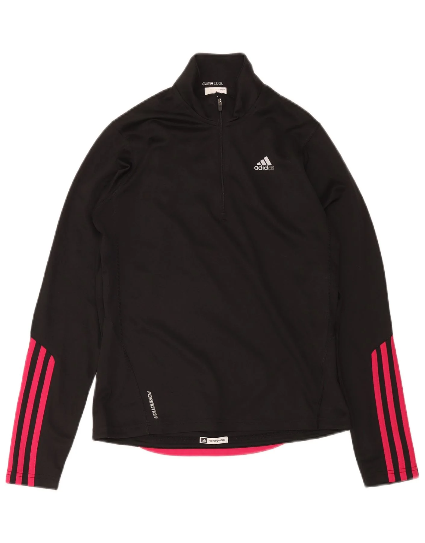 Adidas Womens Climacool Zip Neck Pullover Tracksuit Top UK 10 Small Black
