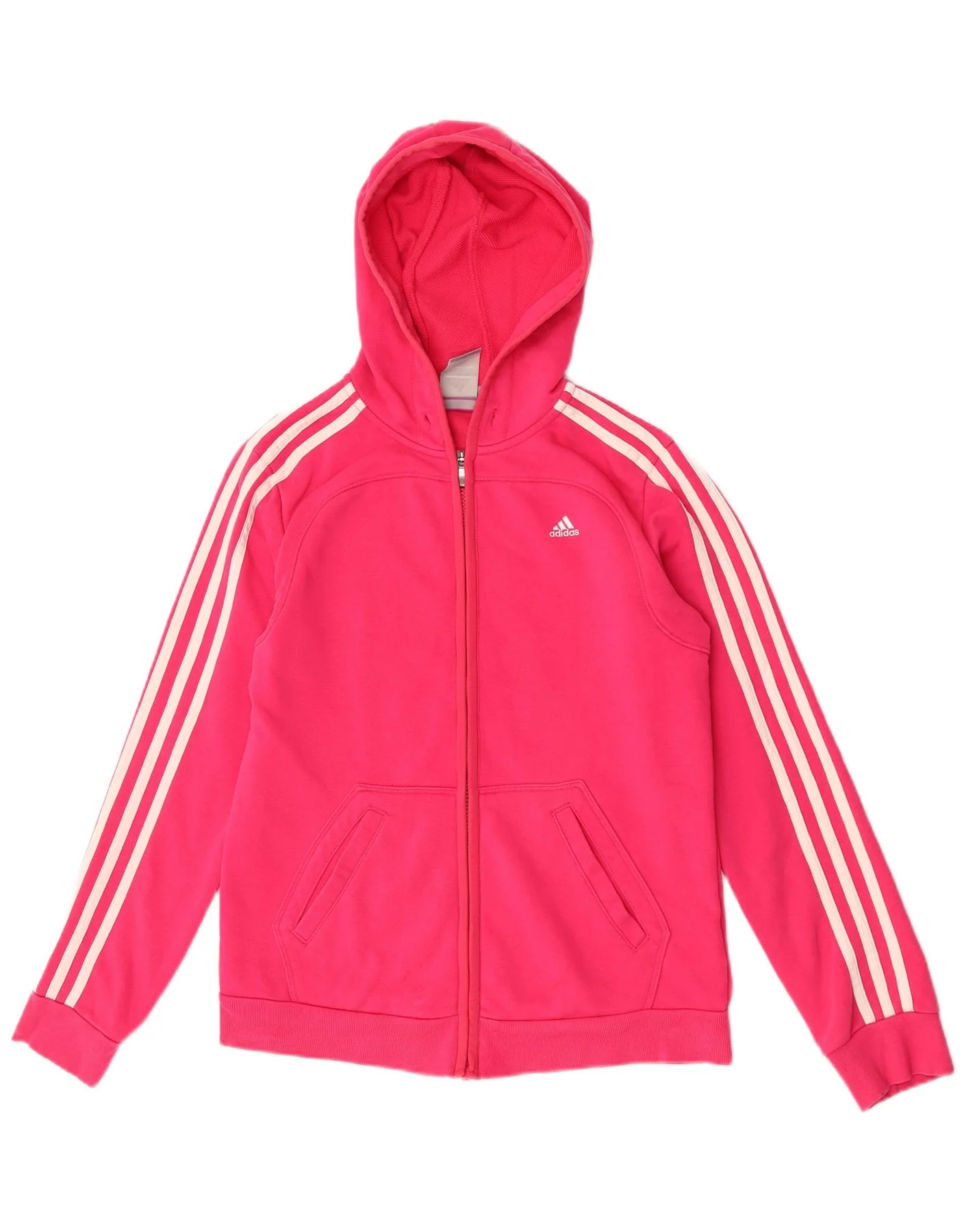 Adidas Womens Climalite Zip Hoodie Sweater UK 12/14 Medium Pink Cotton