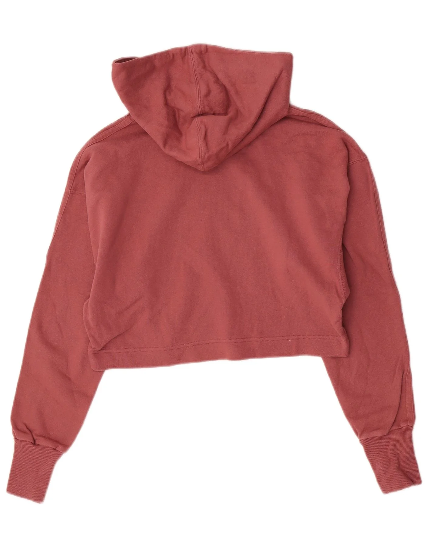 Adidas Womens Crop Graphic Relaxed Fit Hoodie Jumper UK 4/6 XS Pink Cotton - Image 2