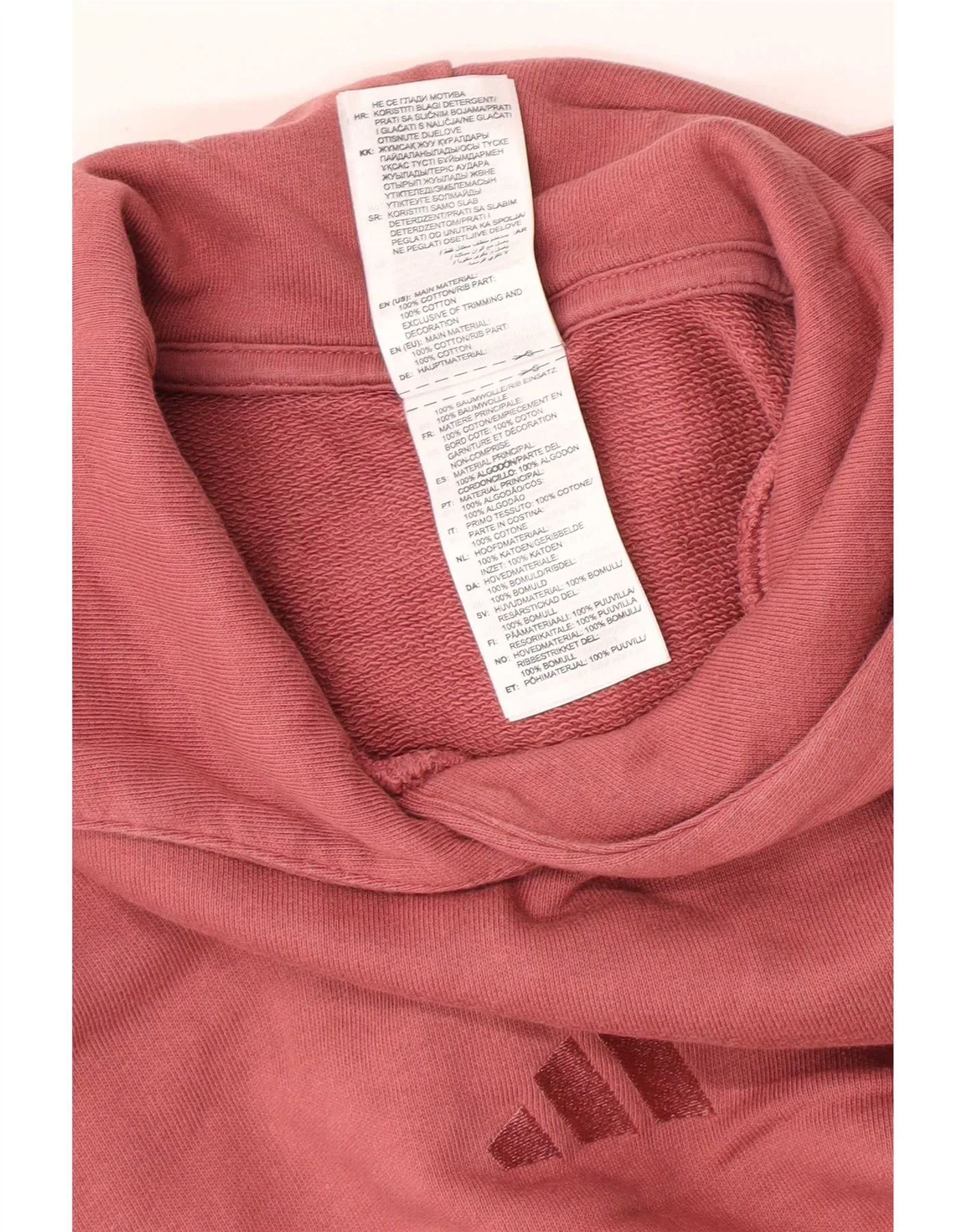Adidas Womens Crop Graphic Relaxed Fit Hoodie Jumper UK 4/6 XS Pink Cotton - Image 3