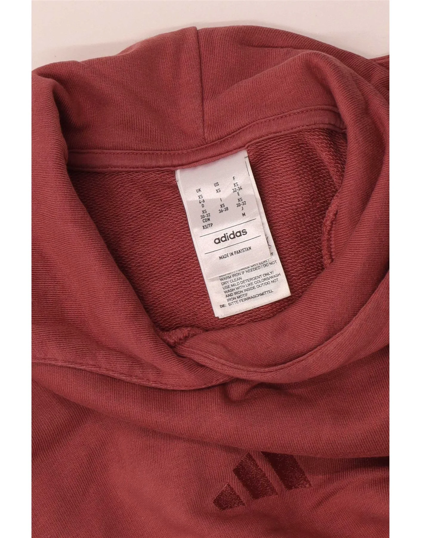 Adidas Womens Crop Graphic Relaxed Fit Hoodie Jumper UK 4/6 XS Pink Cotton - Image 4