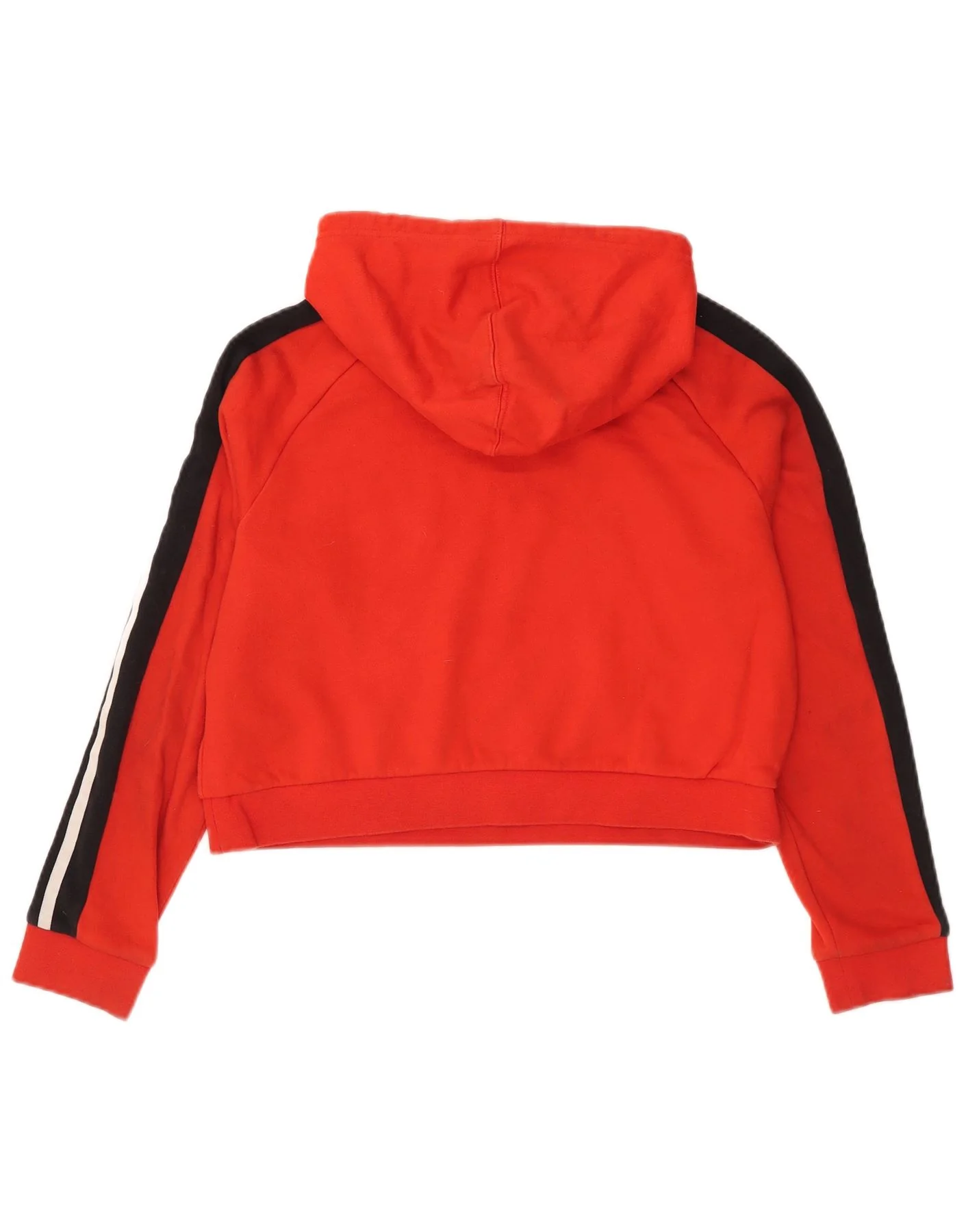 Adidas Womens Crop Oversized Hoodie Jumper UK 10 Small Red Colourblock - Image 2