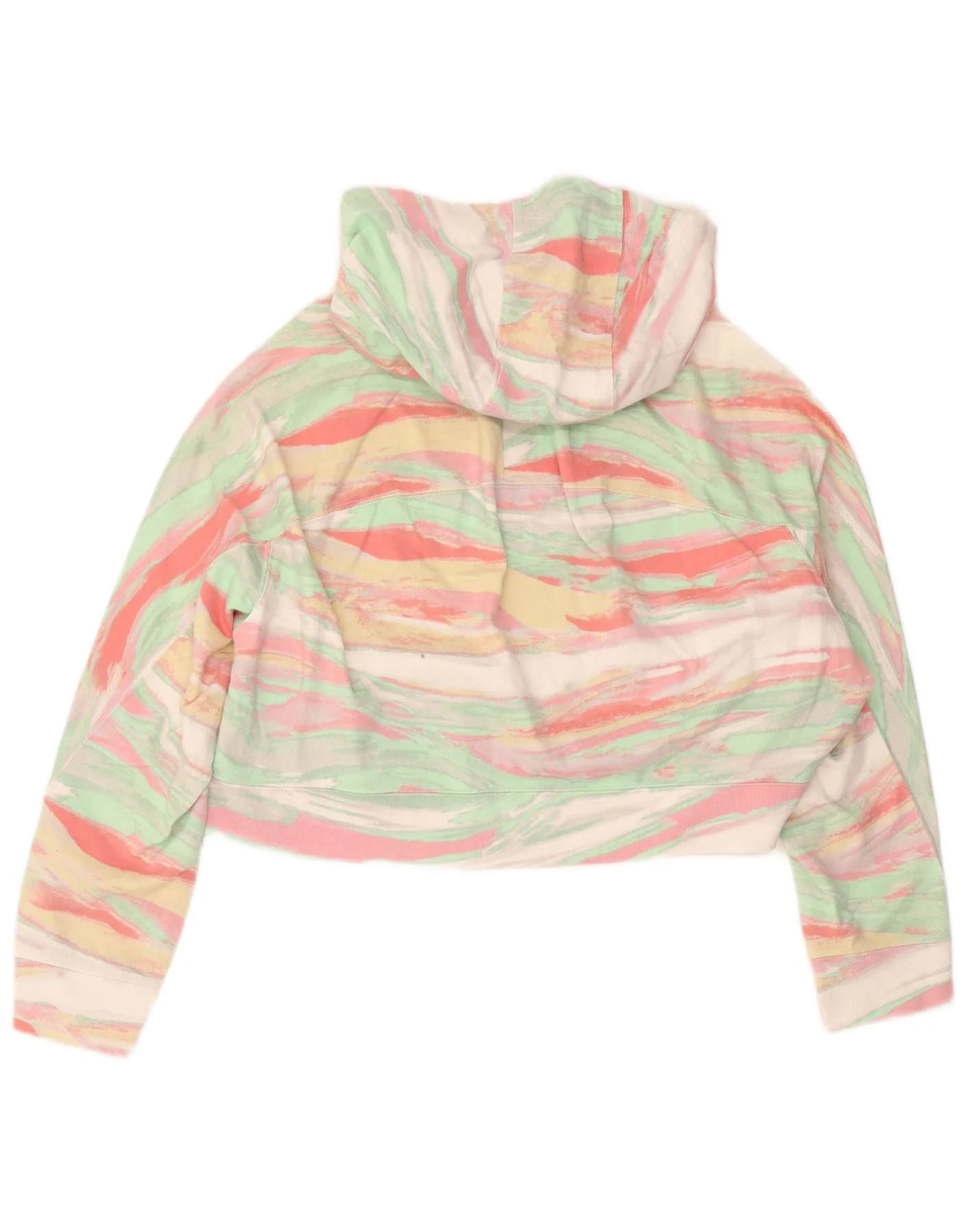 Adidas Womens Crop Oversized Hoodie Jumper UK 6 XS Multicoloured Striped - Image 2
