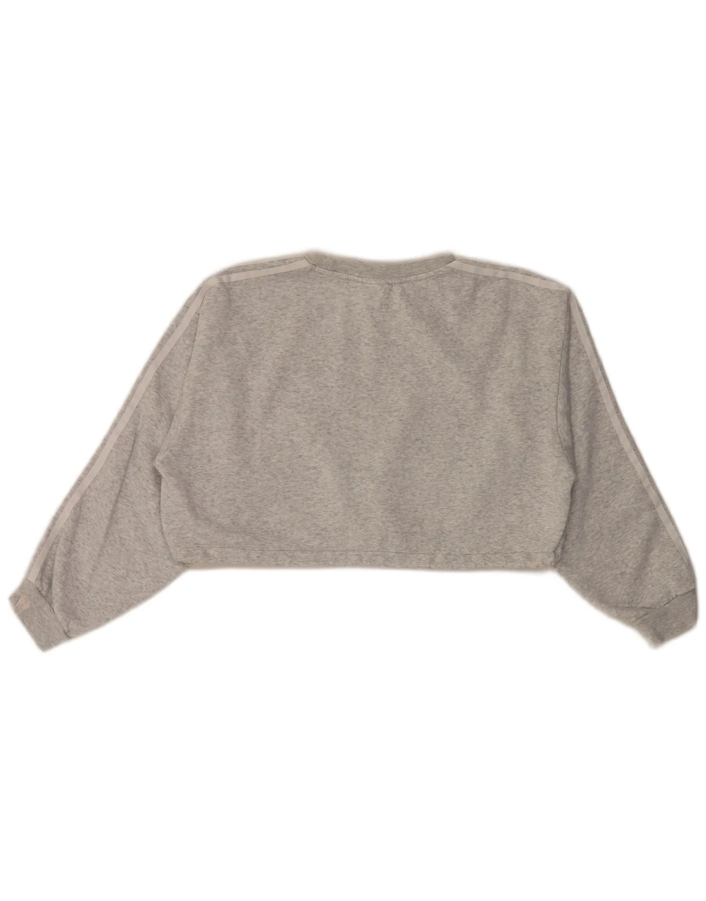 Adidas Womens Crop Oversized Sweatshirt Jumper UK 10 Small Grey Flecked - Image 2