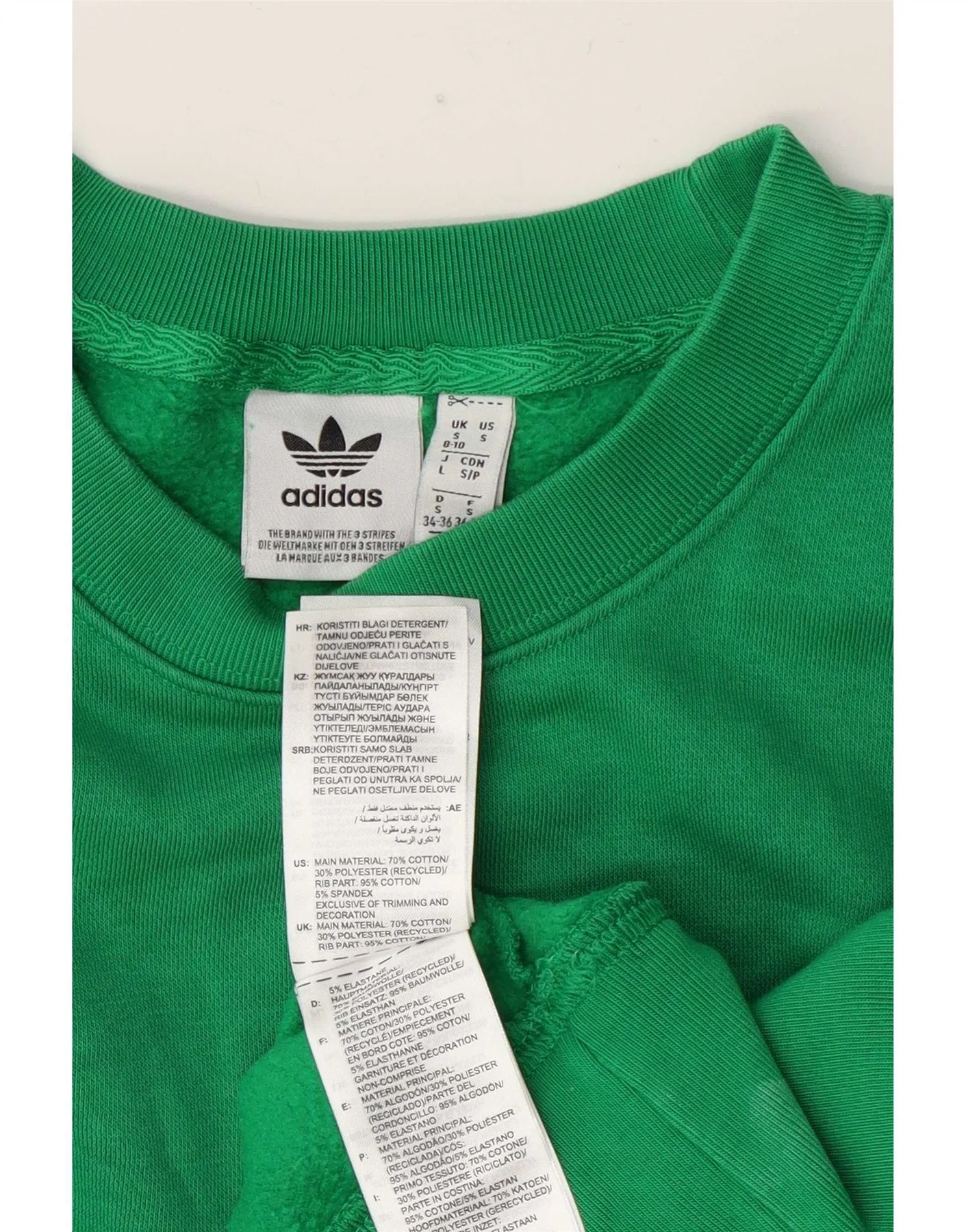 Adidas Womens Crop Oversized Sweatshirt Jumper UK 8/10 Small Green Cotton - Image 4