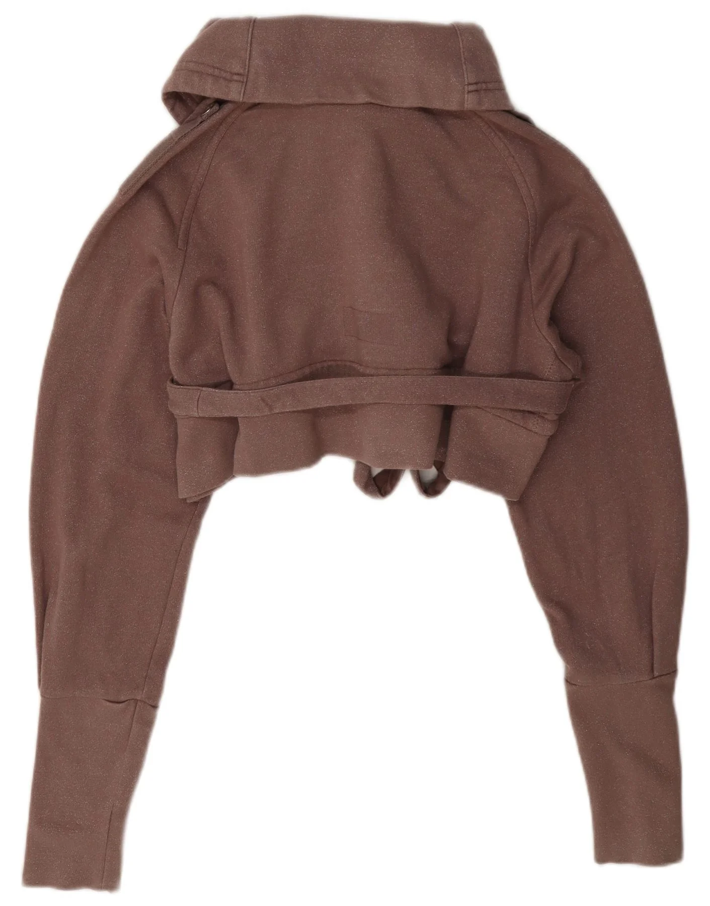 Adidas Womens Crop Oversized Tracksuit Top Jacket EU 34 XS Brown Cotton - Image 2