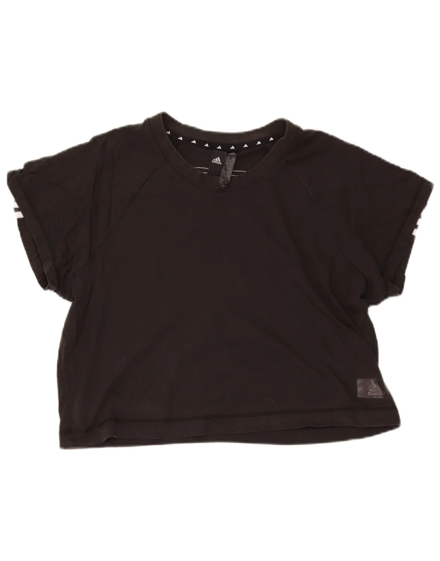 Adidas Womens Crop T-Shirt Top UK 24/26 2XL Black