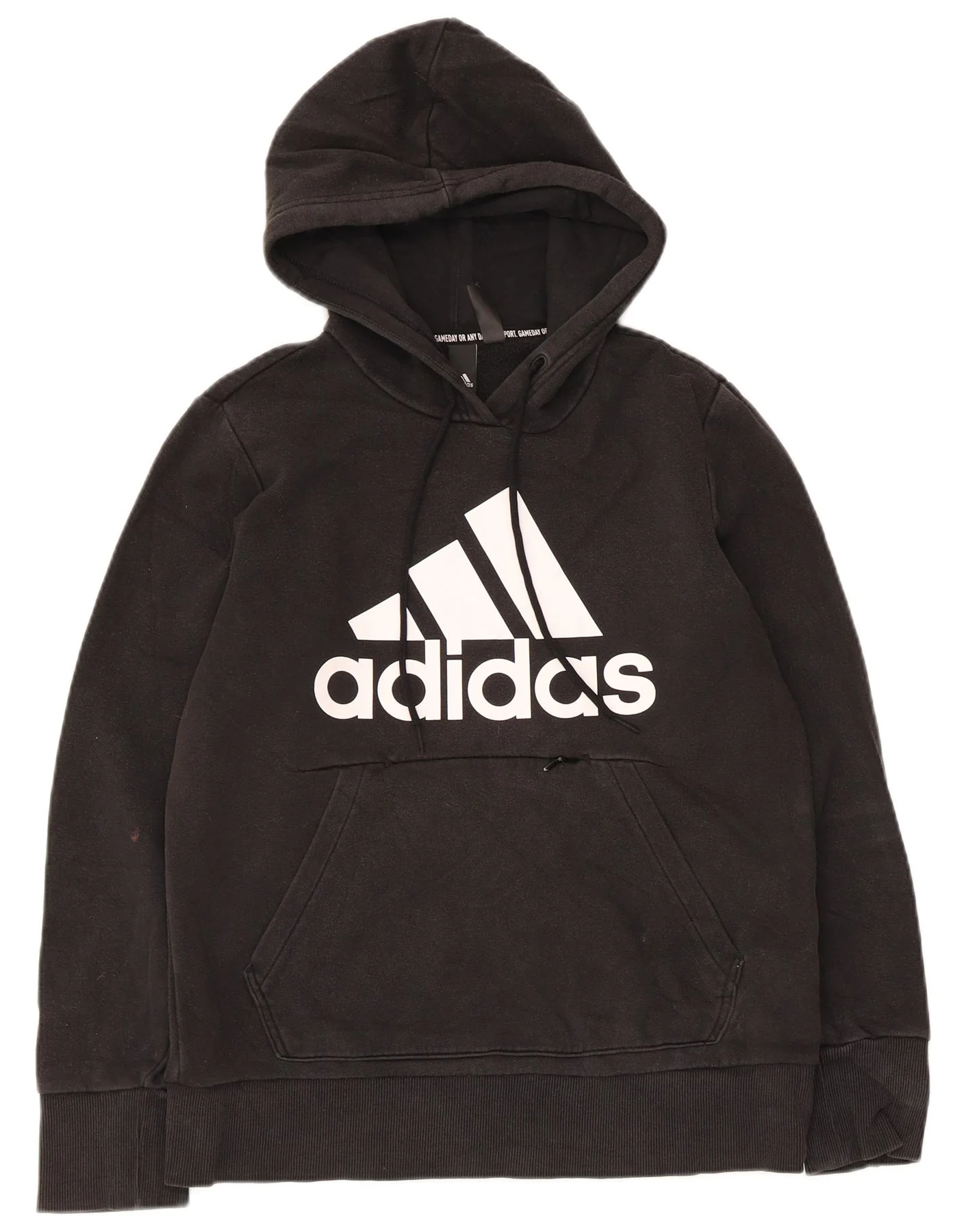 Adidas Womens Graphic Hoodie Jumper UK 12/14 Medium Black