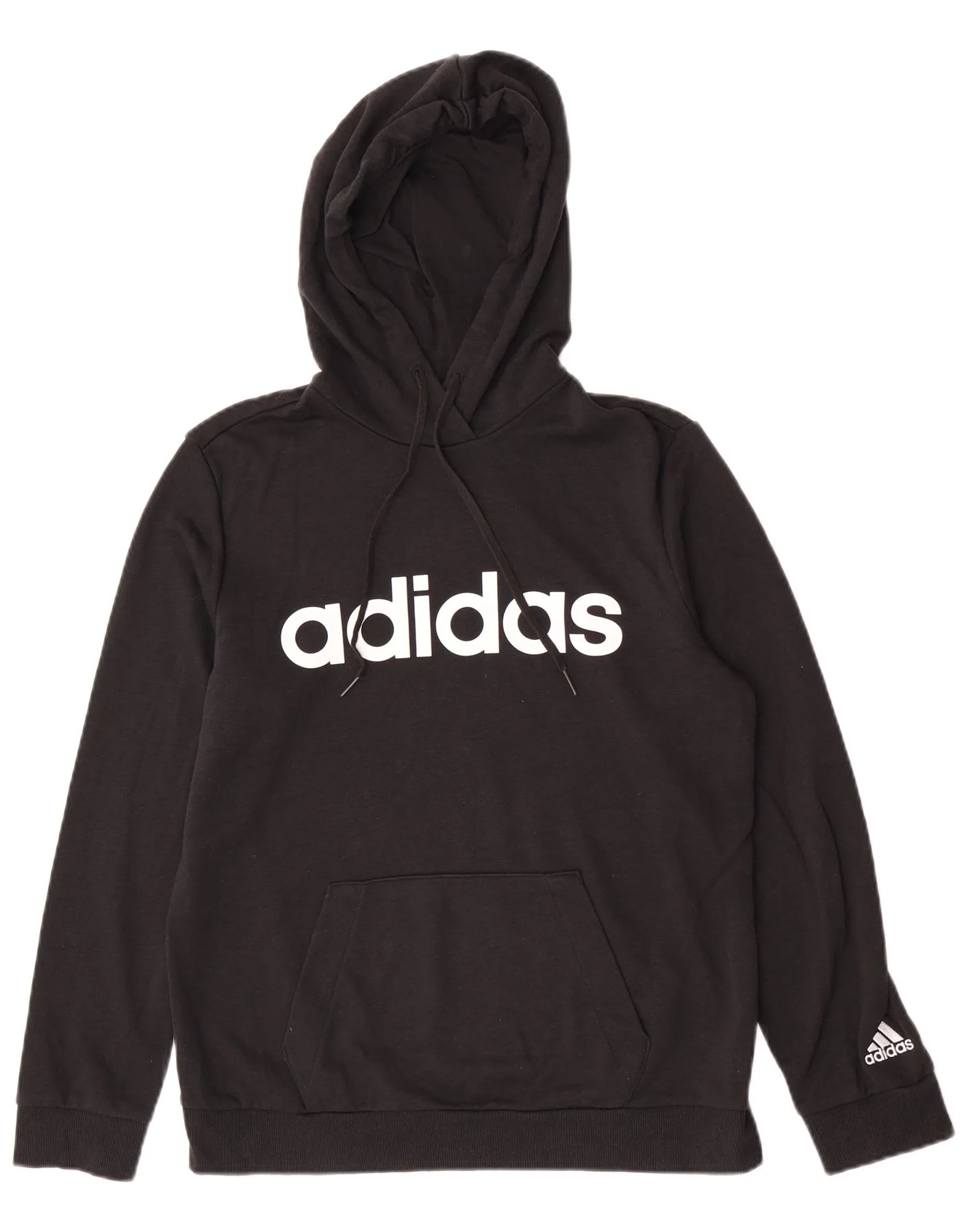 Adidas Womens Graphic Hoodie Jumper UK 16/18 Large Black Cotton
