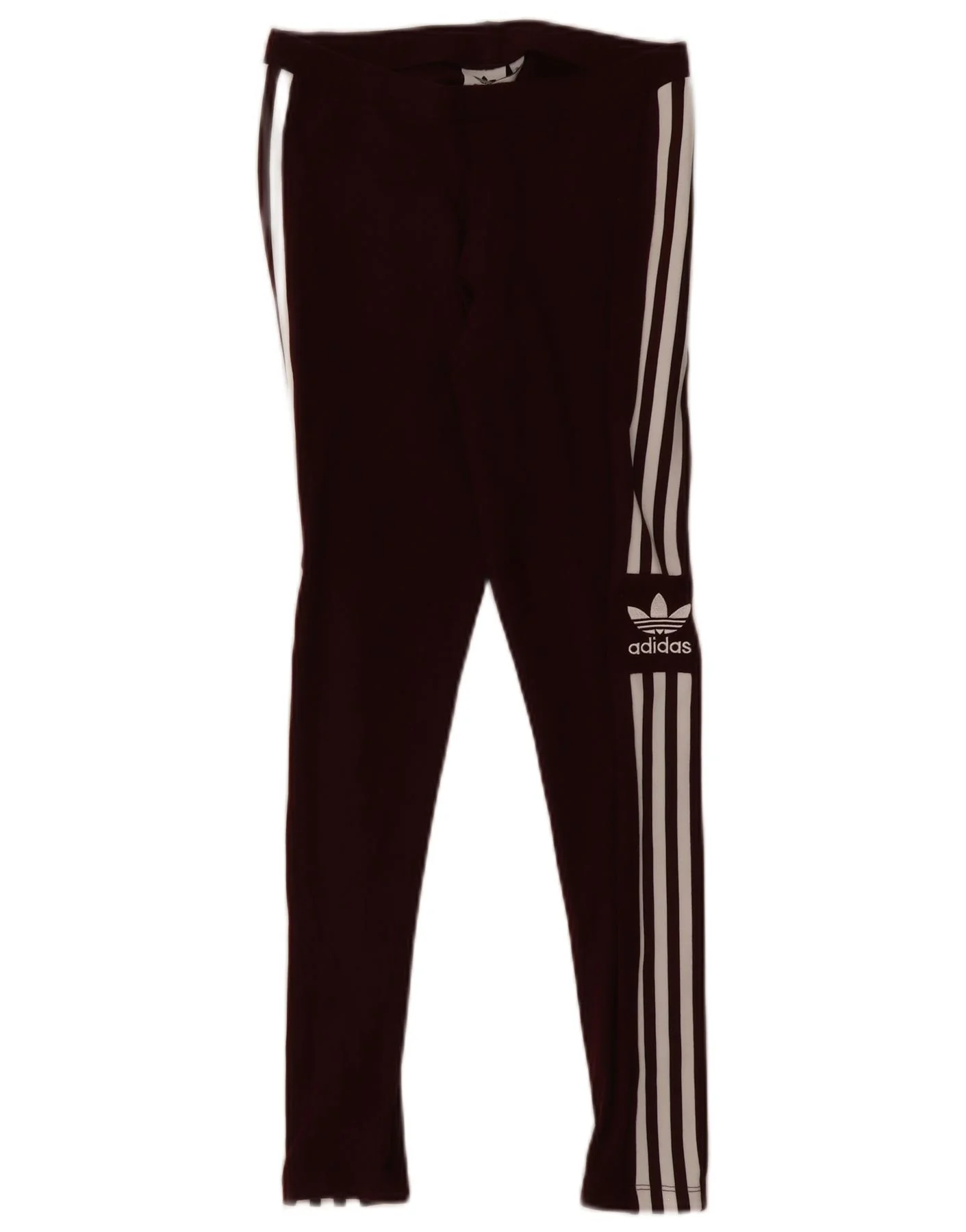 Adidas Womens Graphic Leggings UK 12 Medium Burgundy Cotton