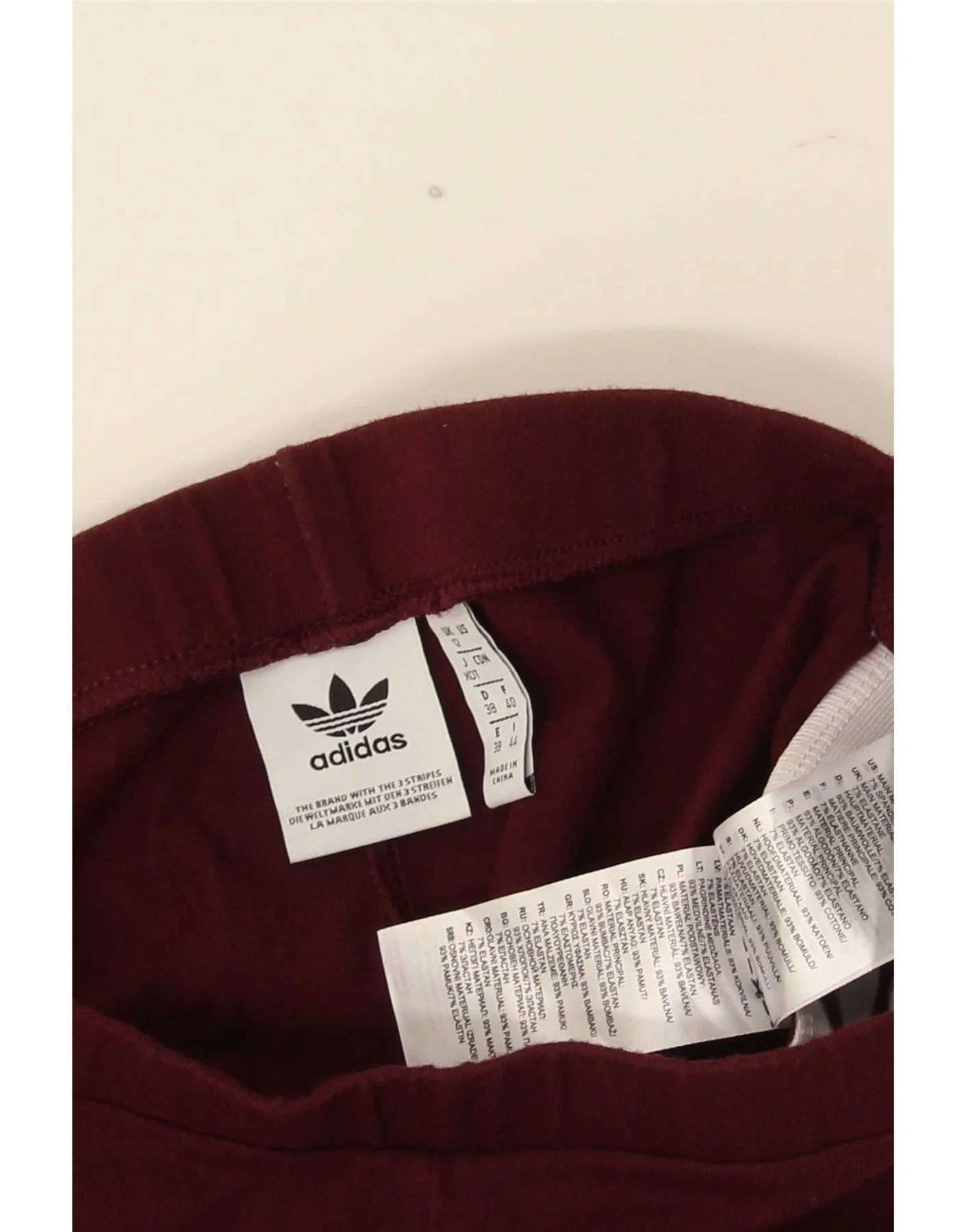 Adidas Womens Graphic Leggings UK 12 Medium Burgundy Cotton - Image 3