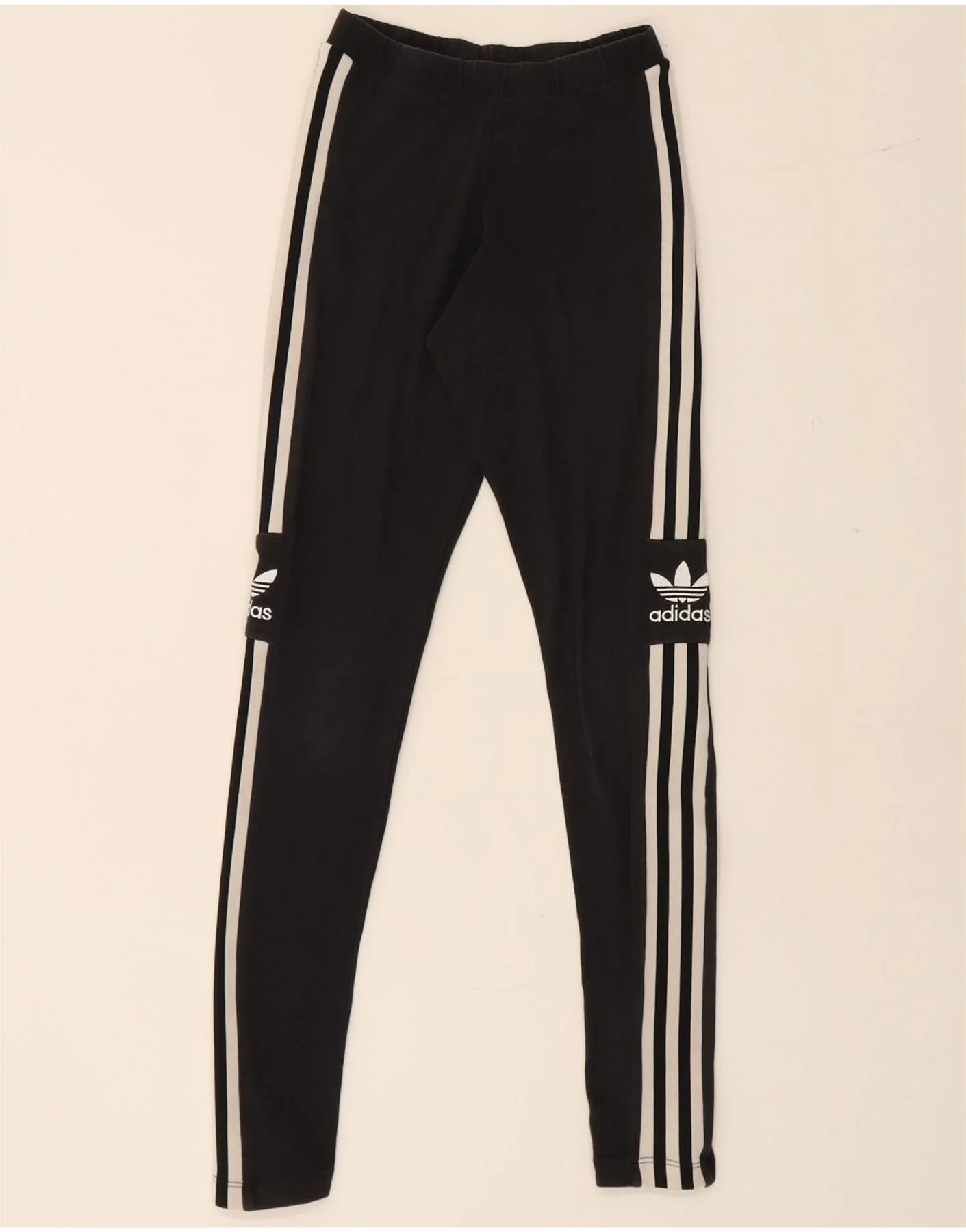 Adidas Womens Graphic Leggings UK 4 XS Black Cotton
