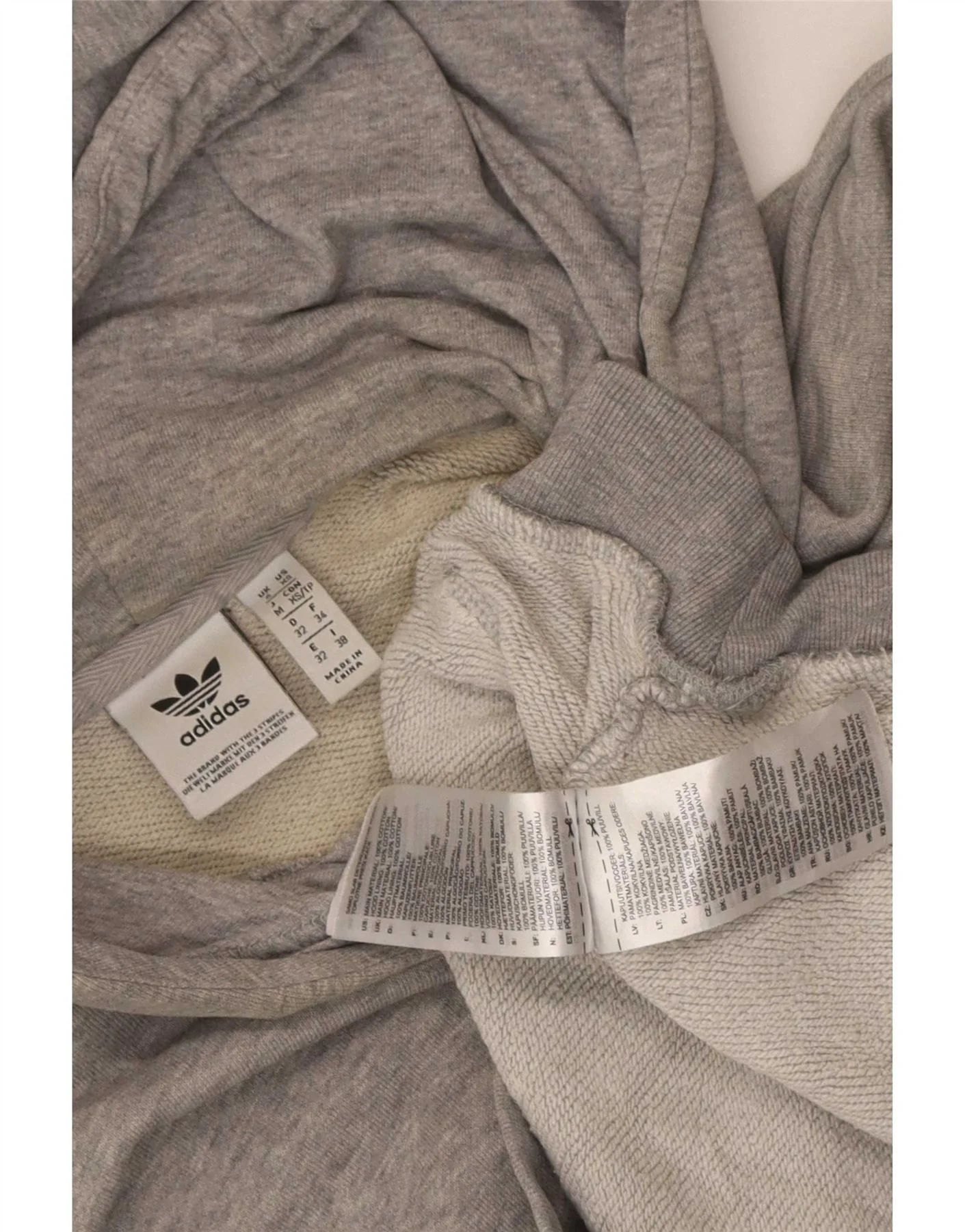 Adidas Womens Graphic Oversized Hoodie Jumper UK 6 XS Grey Cotton - Image 4