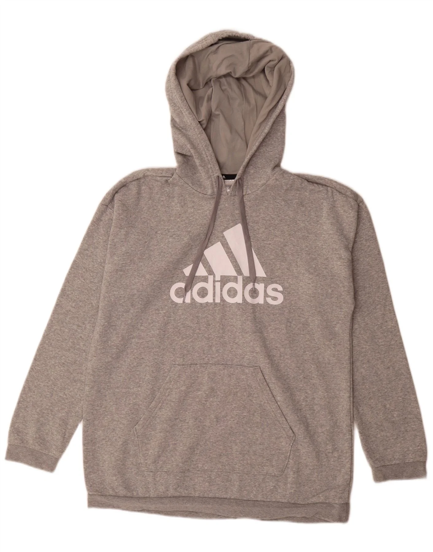 Adidas Womens Graphic Oversized Hoodie Jumper UK 8/10 Small Grey Flecked