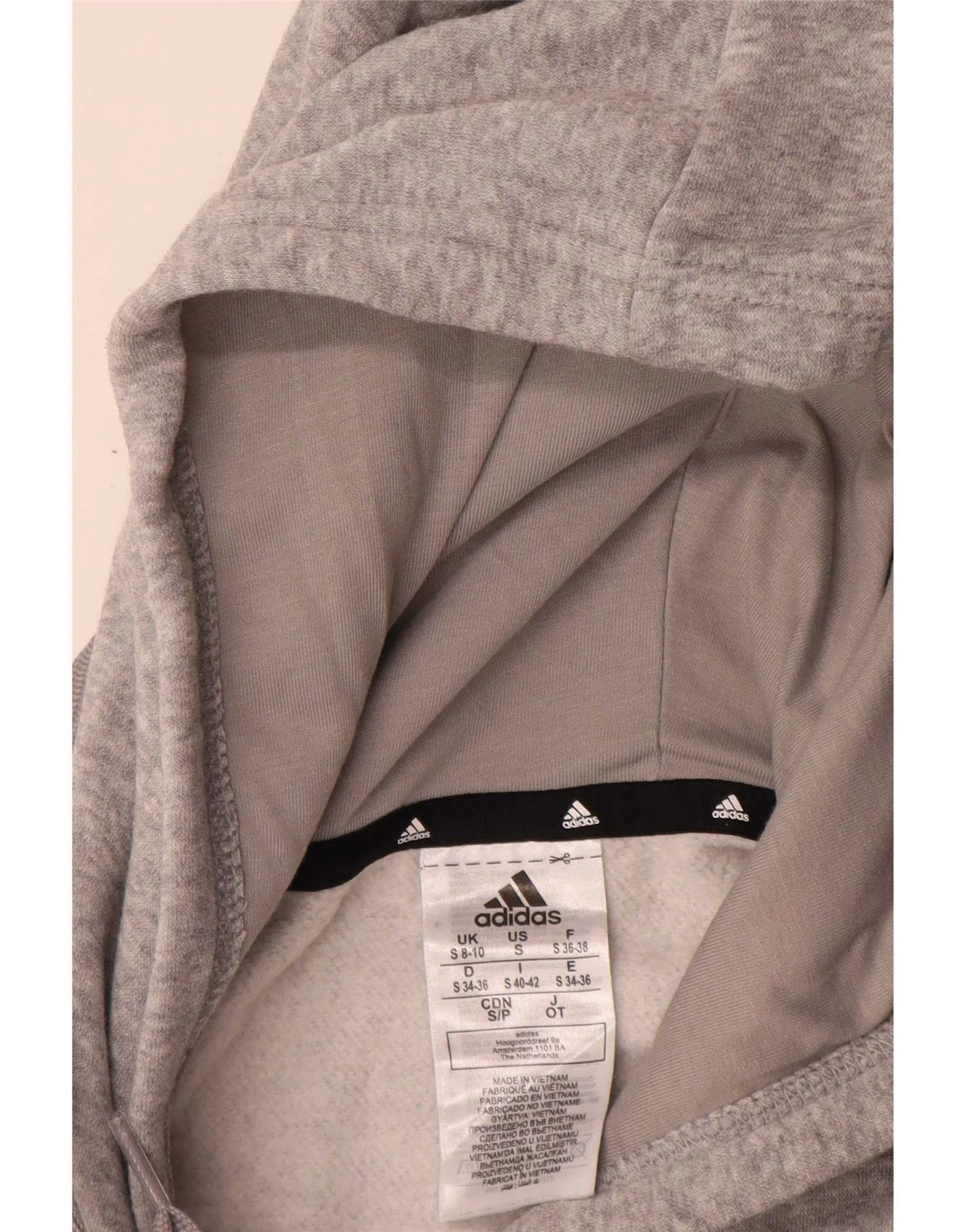Adidas Womens Graphic Oversized Hoodie Jumper UK 8/10 Small Grey Flecked - Image 3