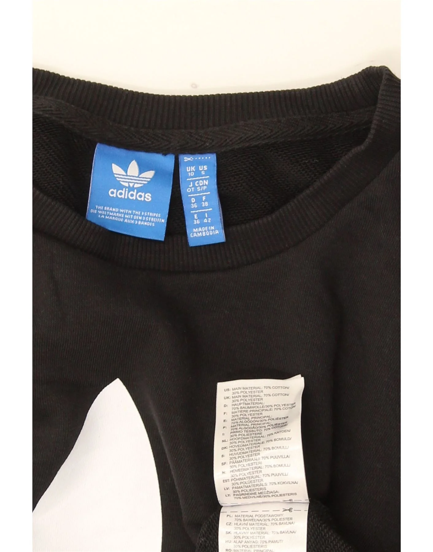 Adidas Womens Graphic Oversized Sweatshirt Jumper UK 10 Small Black Cotton - Image 3