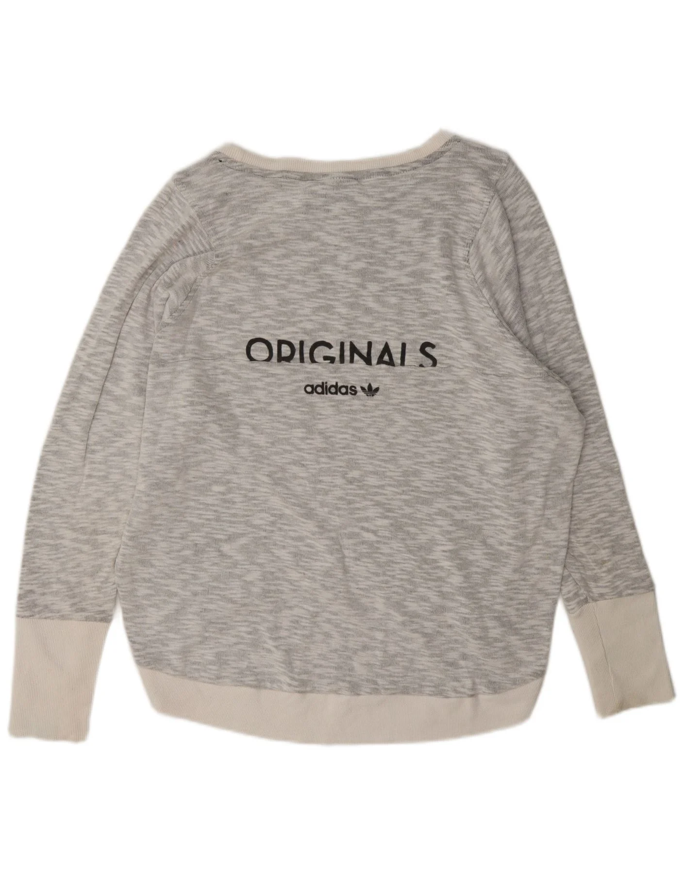 Adidas Womens Graphic Oversized Sweatshirt Jumper UK 14 Large Grey Flecked - Image 2