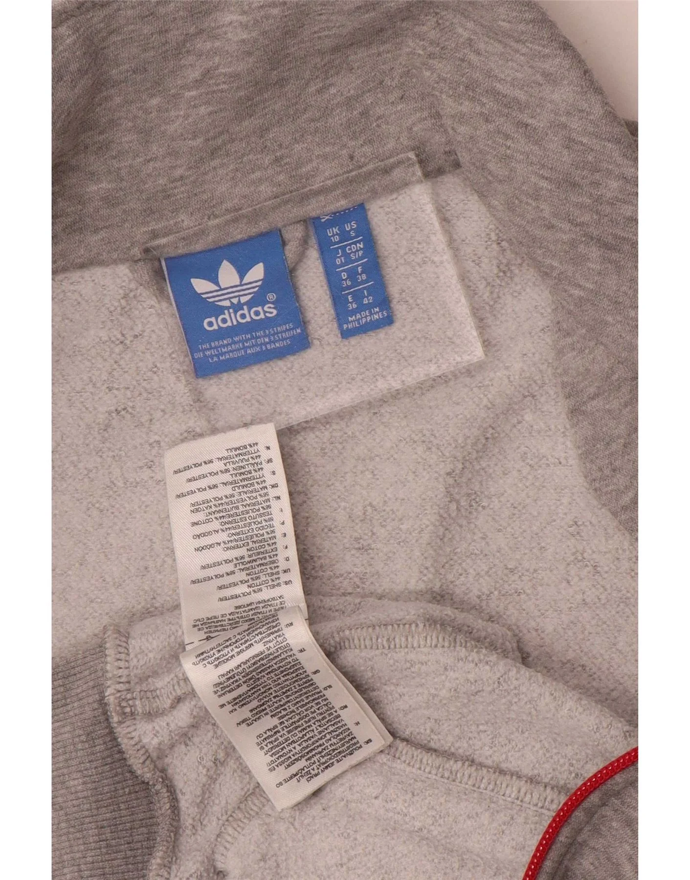 Adidas Womens Graphic Oversized Tracksuit Top Jacket UK 10 Small Grey - Image 3