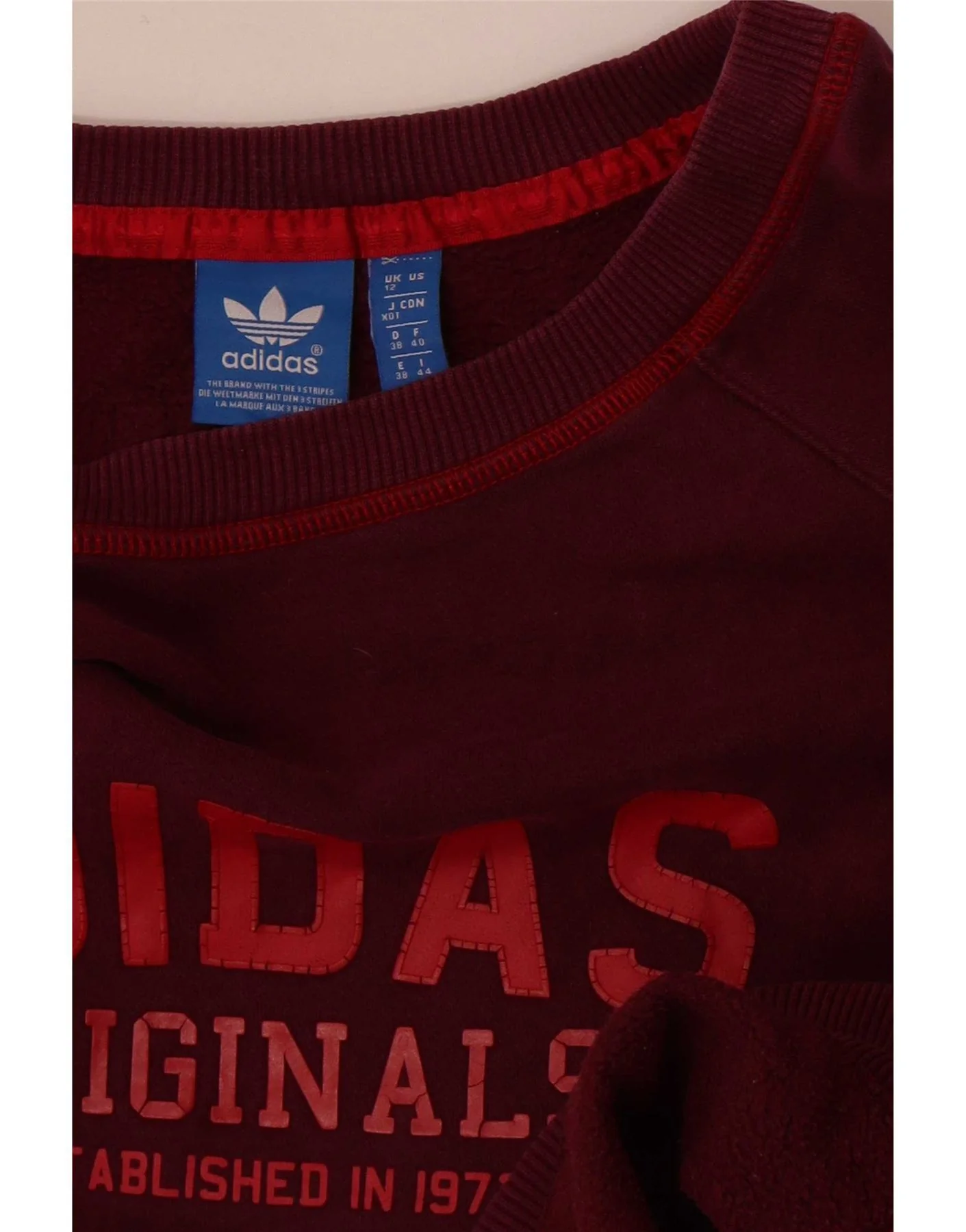 Adidas Womens Graphic Sweatshirt Jumper UK 12 Medium Burgundy - Image 3