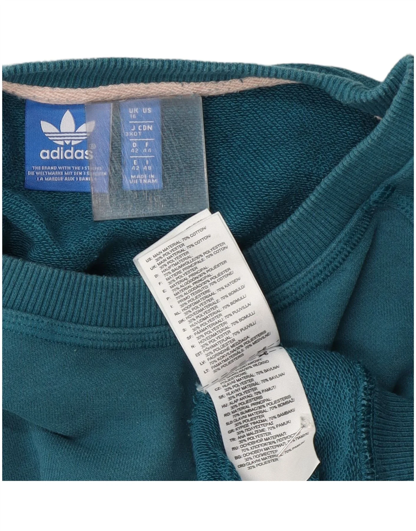 Adidas Womens Graphic Sweatshirt Jumper UK 16 Large Blue Cotton - Image 4