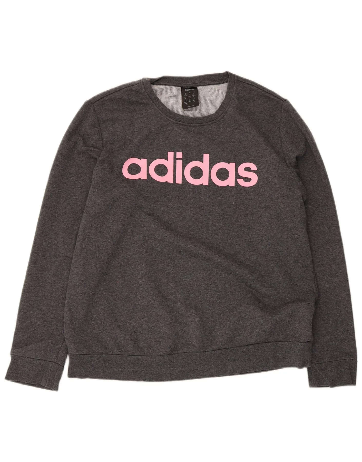 Adidas Womens Graphic Sweatshirt Jumper UK 20/22 XL Grey Cotton
