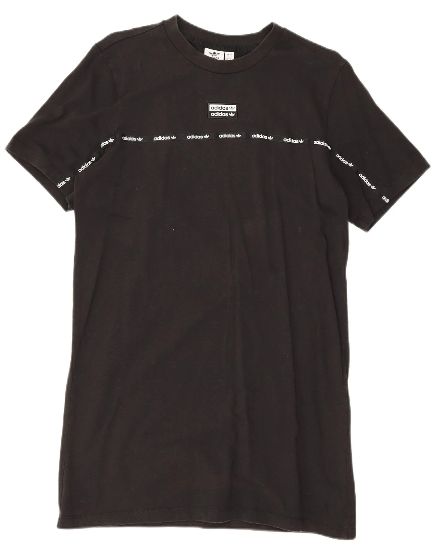 Adidas Womens Graphic T-Shirt Dress UK 10 Small Black Cotton