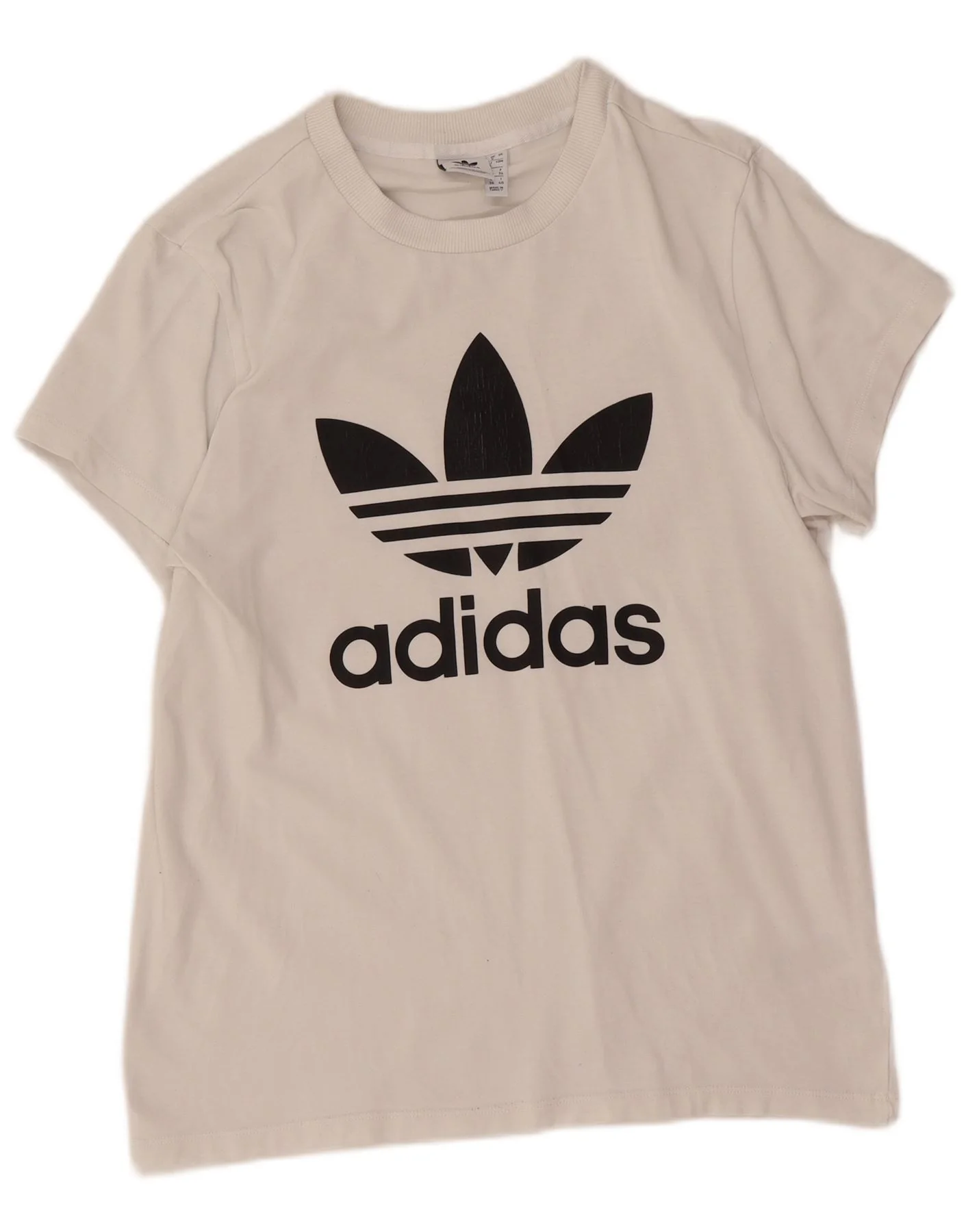 Adidas Womens Graphic T-Shirt Top UK 8 Small White Cotton
