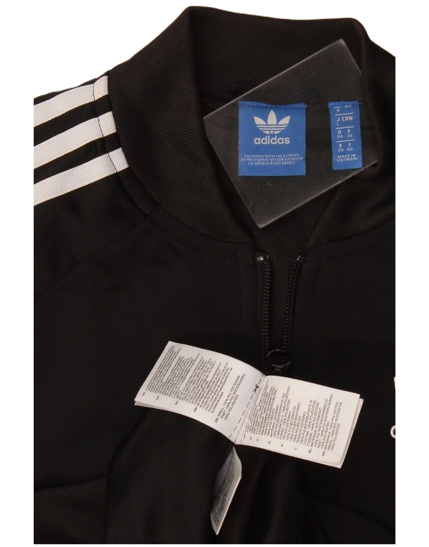 Adidas Womens Graphic Tracksuit Top Jacket UK 8 Small Black Polyester - Image 3
