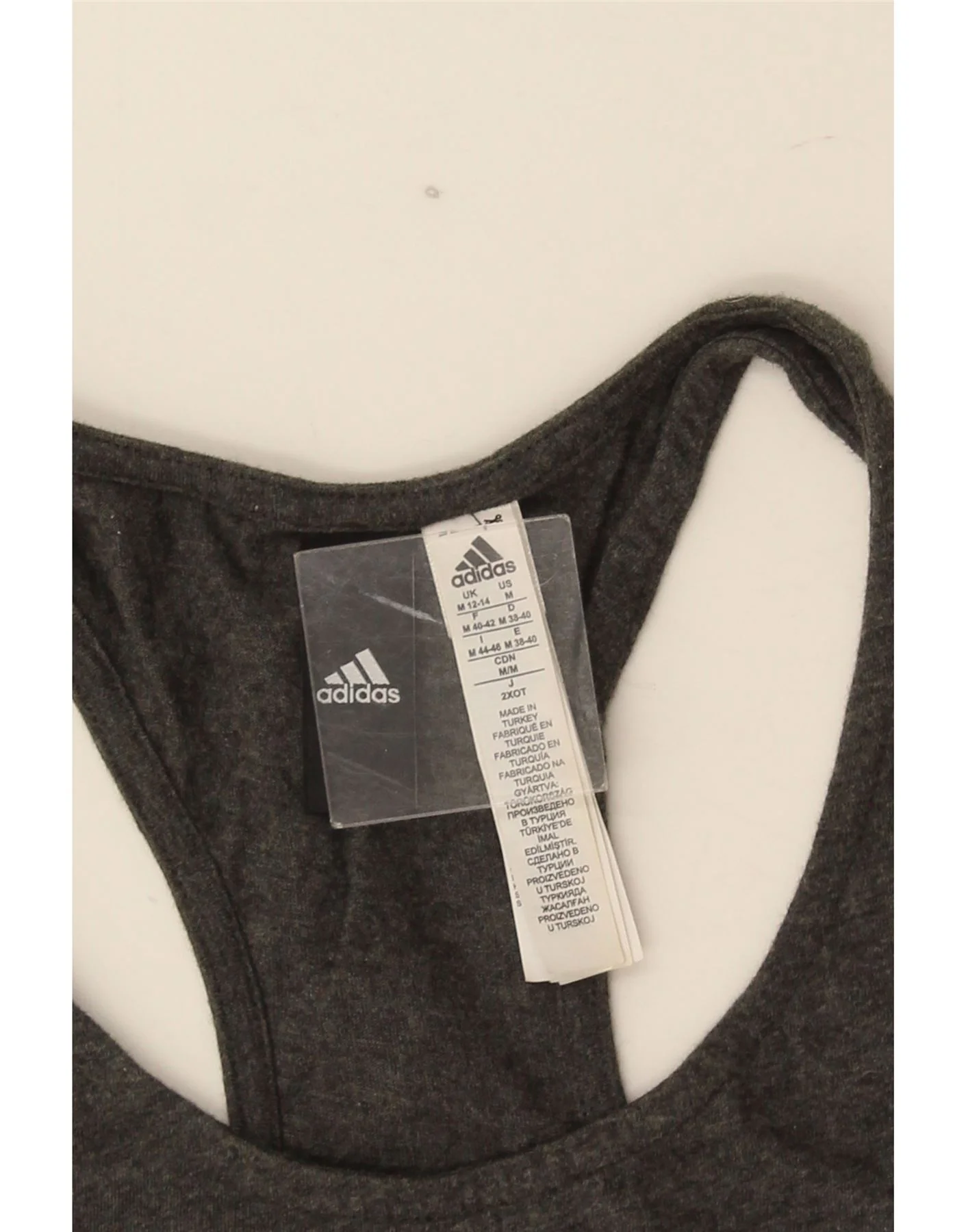Adidas Womens Graphic Vest Top UK 12/14 Medium Grey Cotton - Image 4