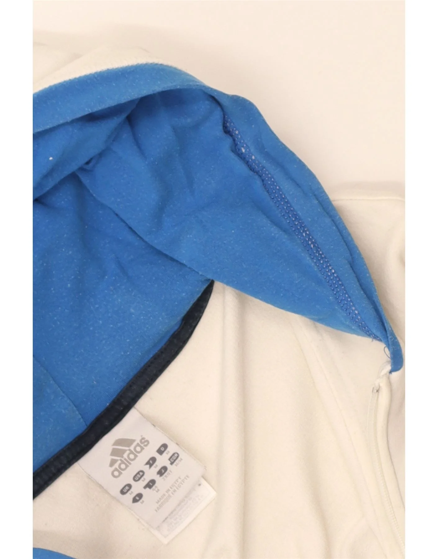 Adidas Womens Graphic Zip Hoodie Sweater UK 12 Medium White Colourblock - Image 3