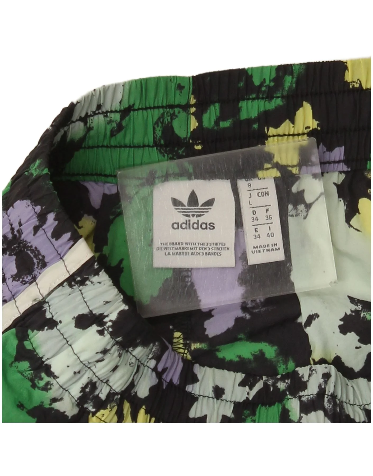 Adidas Womens High Waist Sport Shorts UK 8 Small Multicoloured Floral - Image 3
