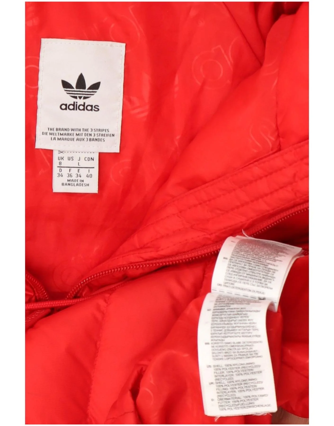 Adidas Womens Hooded Padded Jacket UK 8 Small Orange Nylon - Image 4