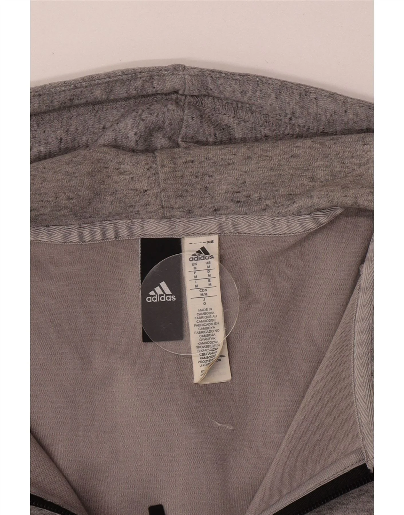 Adidas Womens Hooded Tracksuit Top Jacket UK 12 Medium Grey Cotton Sports - Image 6