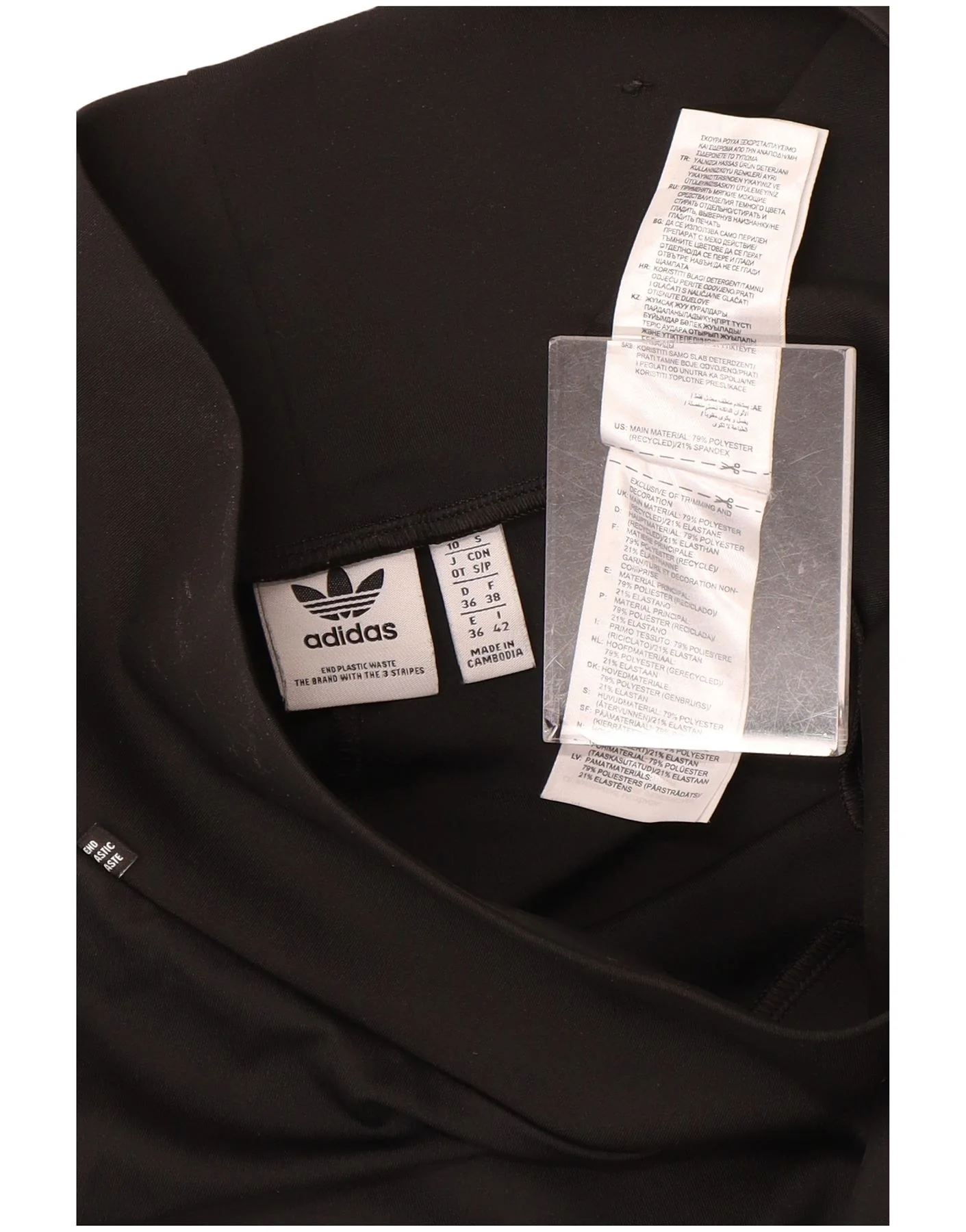 Adidas Womens Leggings UK 10 Small Black Polyester - Image 3